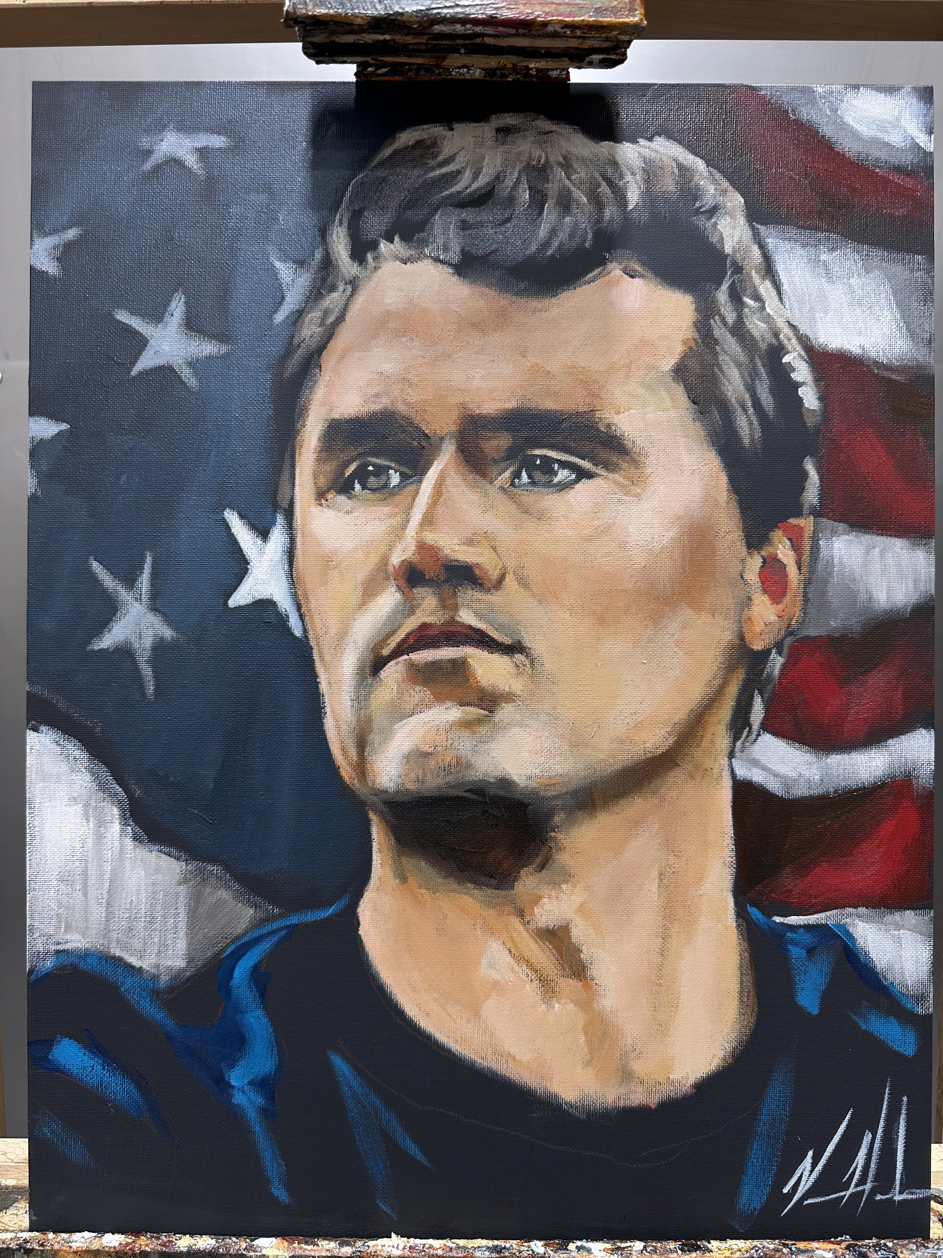 Charlie Kirk - The American Martyr - 16”x20” Original Acrylic Painting - Practice Painting