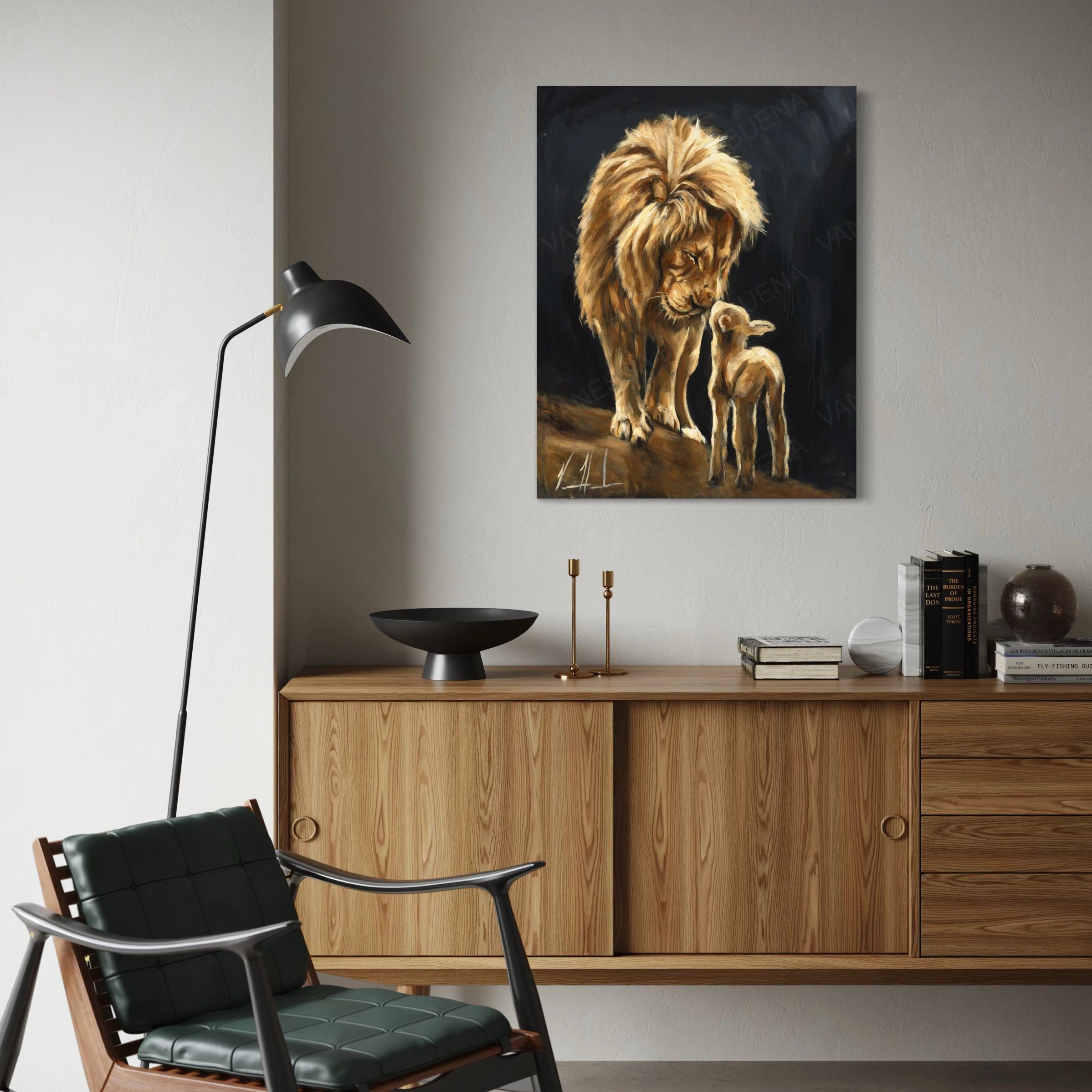 The Heart of God (Black Background) Lion Art Print Vanessa Horabuena