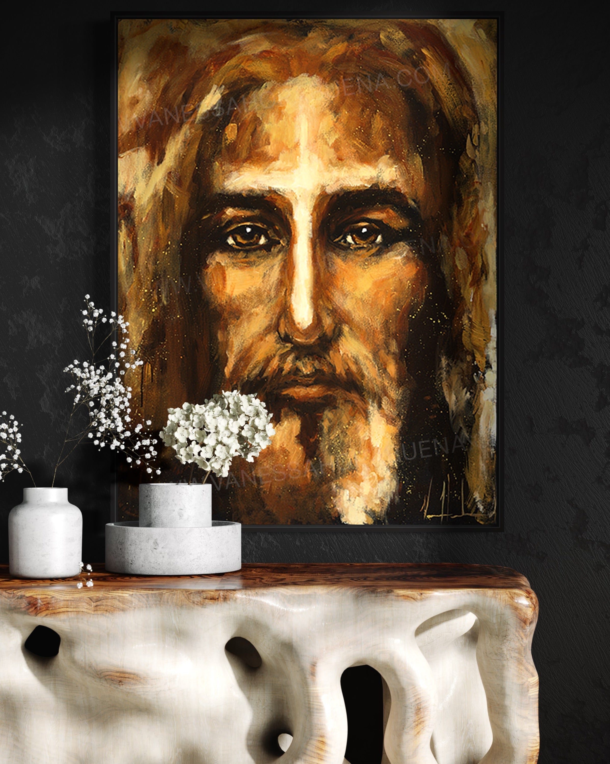 The Shroud of Turin - In His Glory (Hand Embellishment Canvas Print) Jesus Art Print Vanessa Horabuena