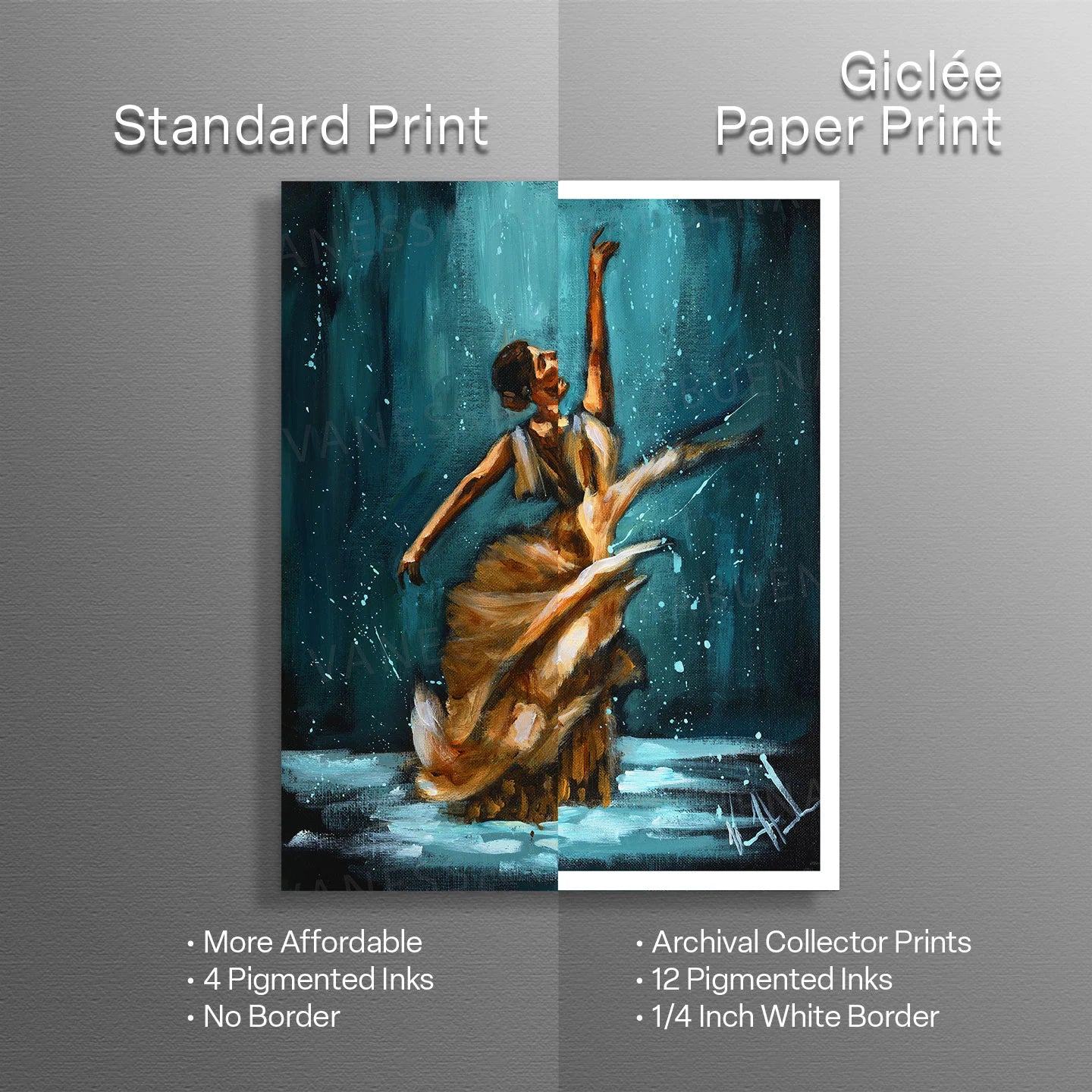 I’ll Praise You Through the Storm (Gold Dress Edition) Women's Art Print Vanessa Horabuena