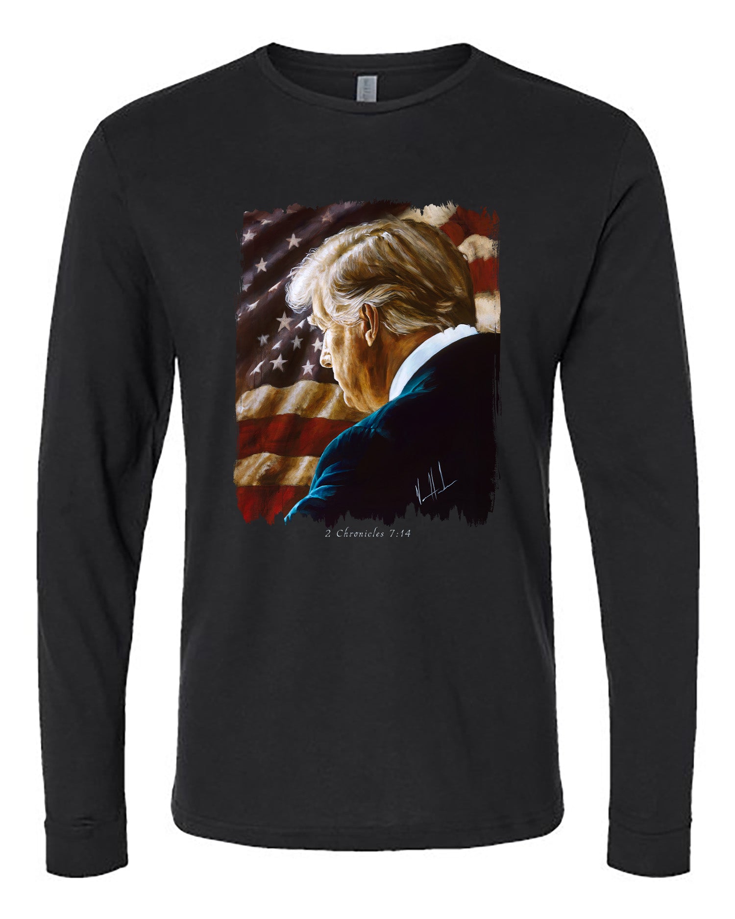 Prayers for Our Nation - Unisex T-Shirt Poly-Blend Vanessa Horabuena Long Sleeve Black Small