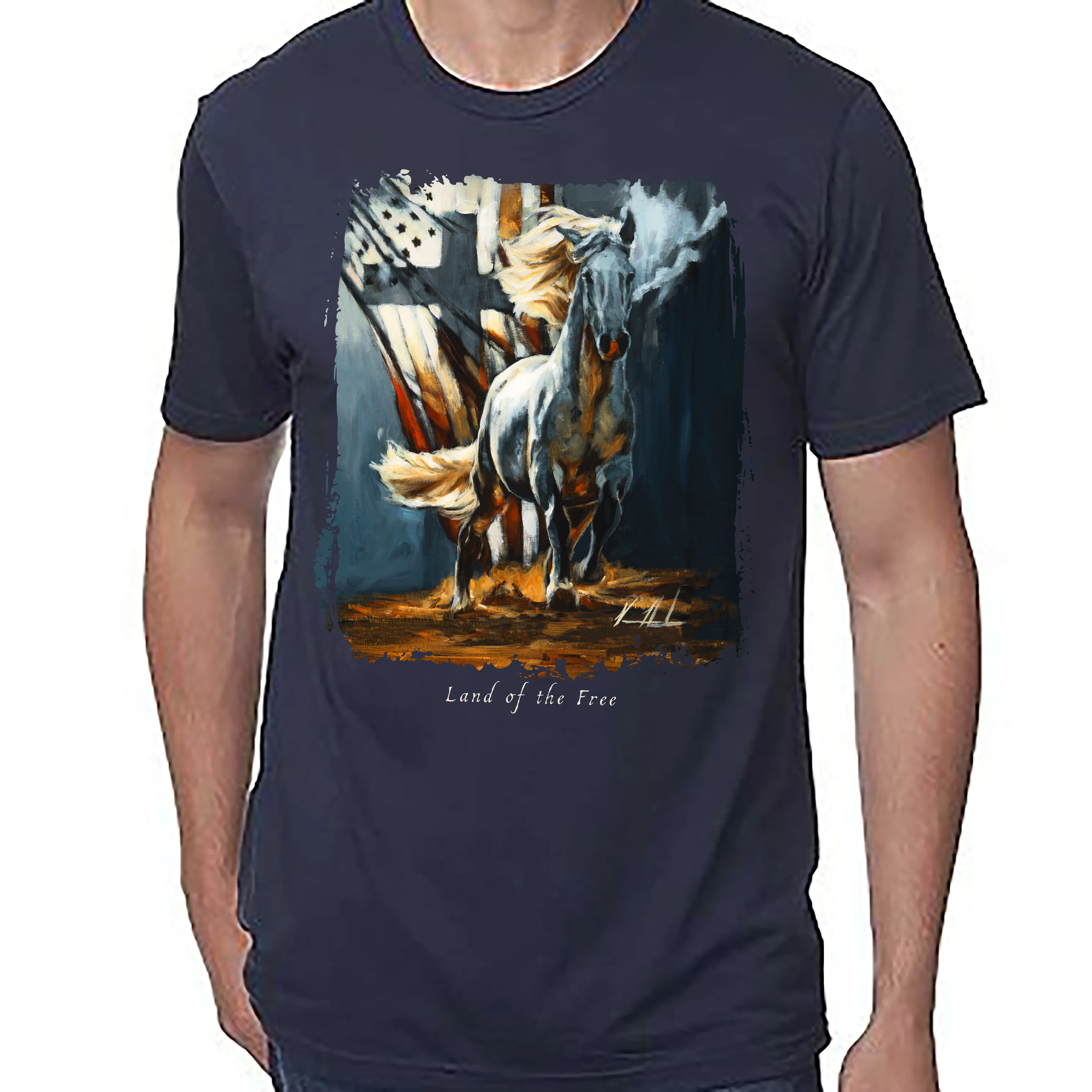 Land Of The Free - 4th of July - Unisex T (Premium Organic Fabric) Vanessa Horabuena Bamboo Midnight Blue Small