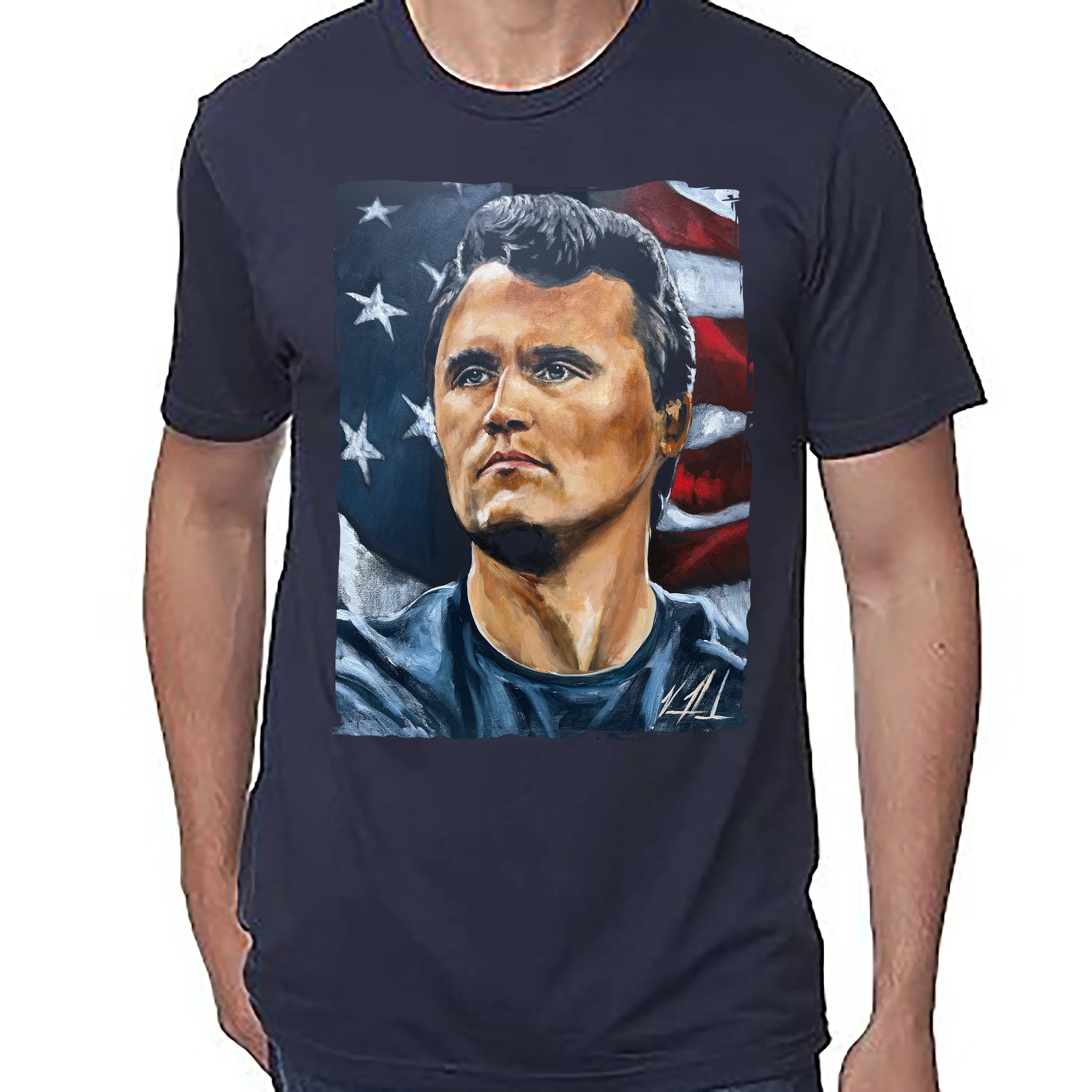 Charlie Kirk - The American Martyr - Unisex T (Premium Organic Fabric) Vanessa Horabuena Bamboo Midnight Blue Small