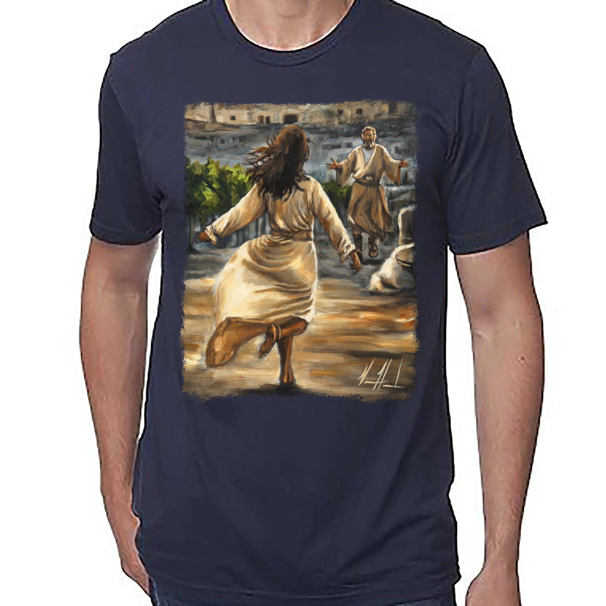 The Prodigal Daughter - Unisex T (Premium Organic Fabric) Vanessa Horabuena Bamboo Midnight Blue Small