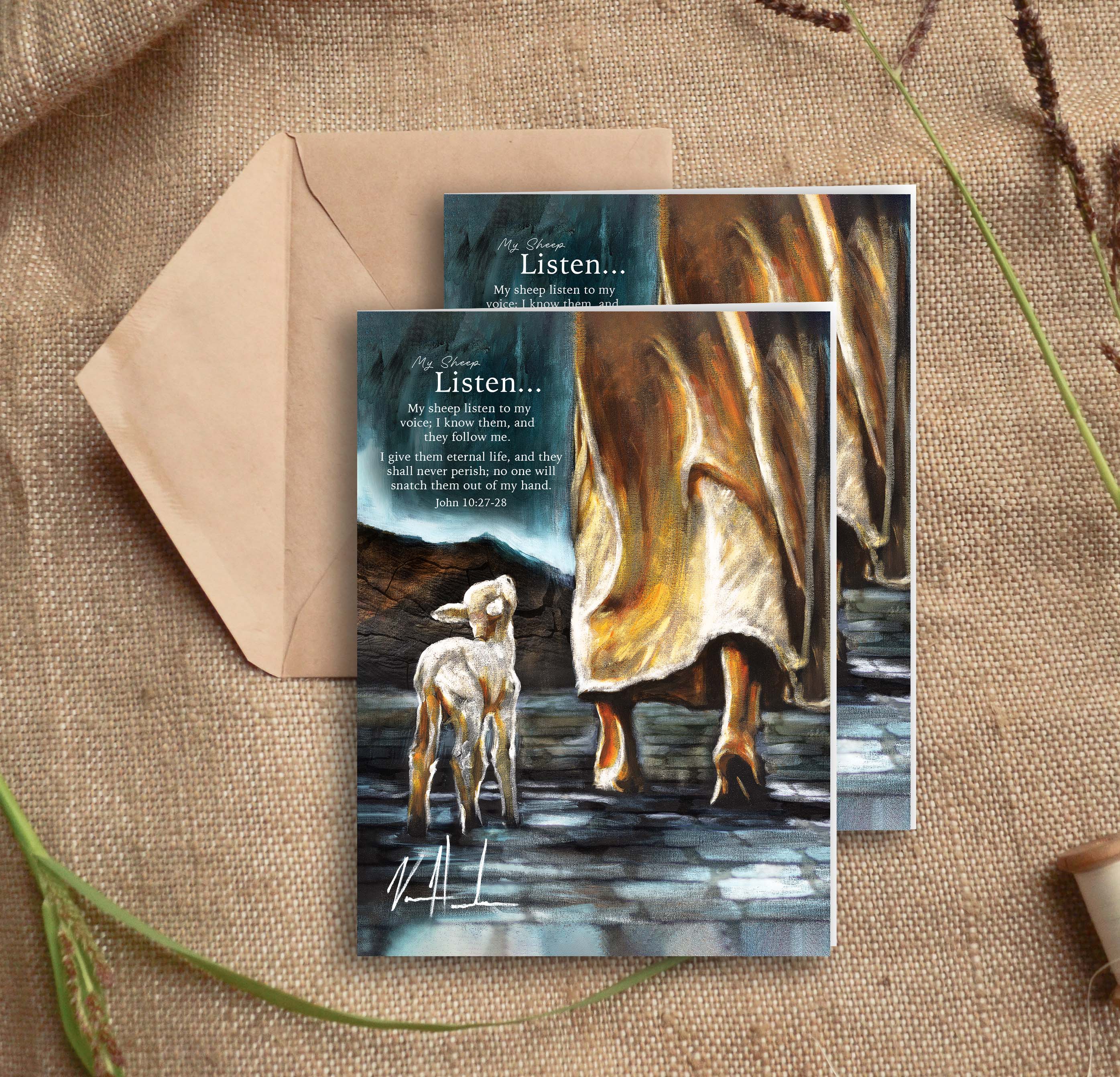 'My Sheep Listen to My Voice' Greeting Card Vanessa Horabuena