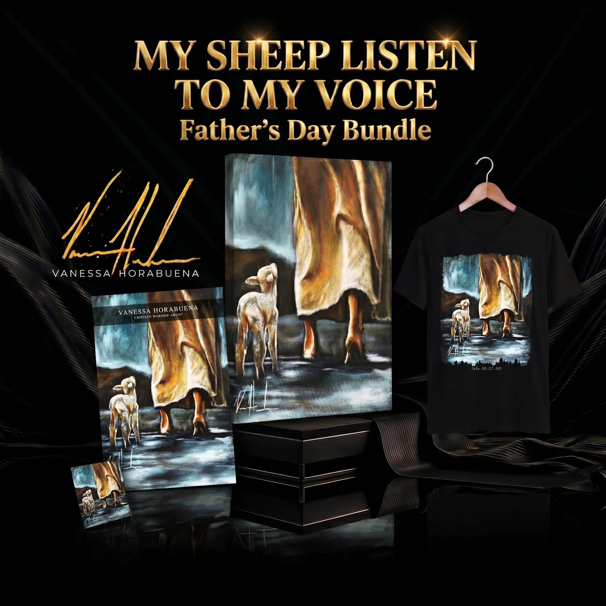 'My Sheep Listen to My Voice' Father's Day Canvas Bundle Jesus Art Print Vanessa Horabuena