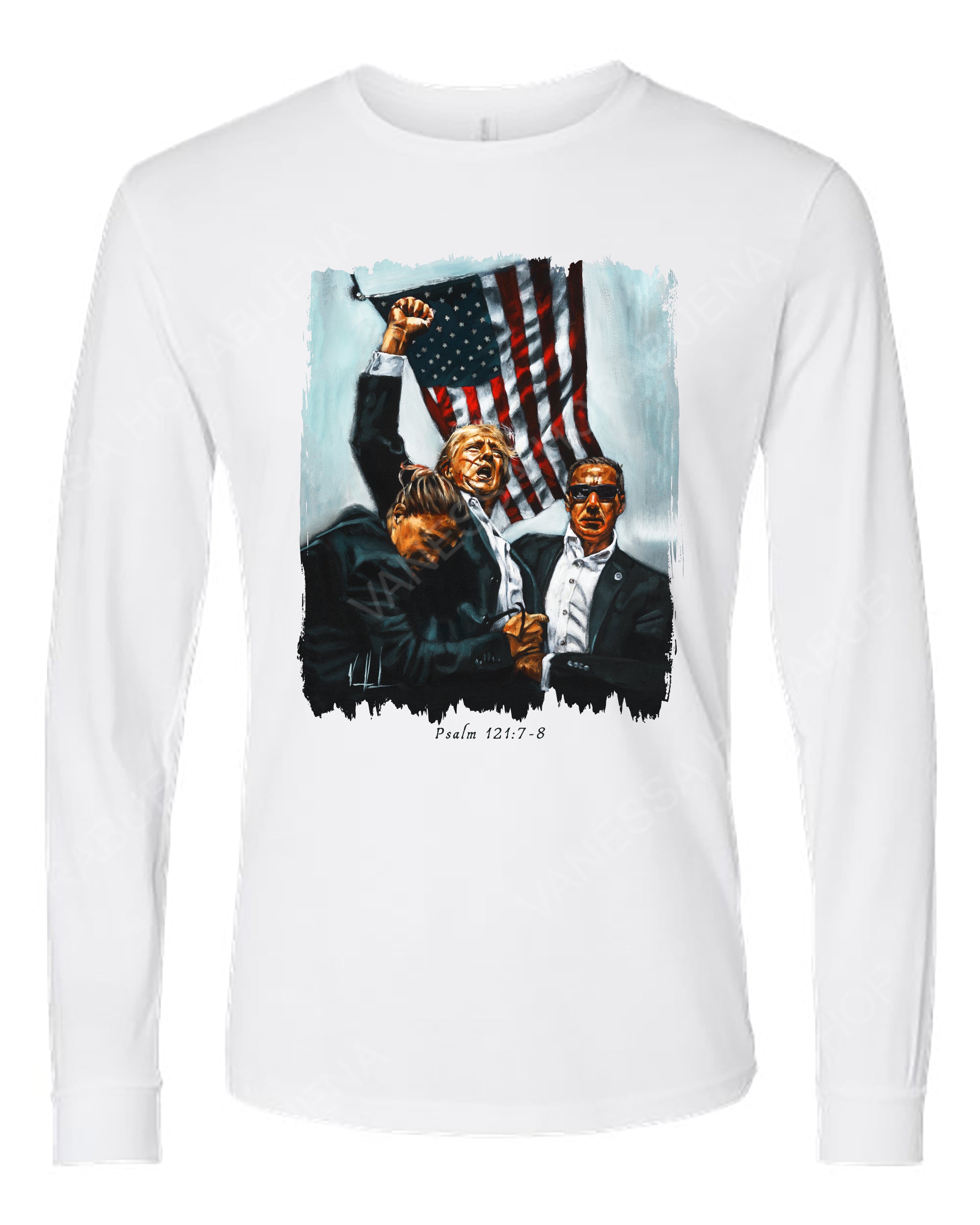 Never Surrender - Unisex T-Shirt Poly-Blend Vanessa Horabuena Long Sleeve White Small