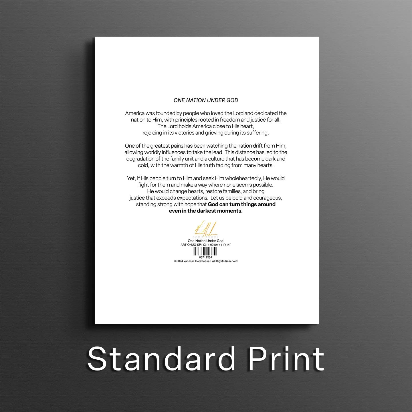 One Nation Under God Patriotic Art Print Vanessa Horabuena