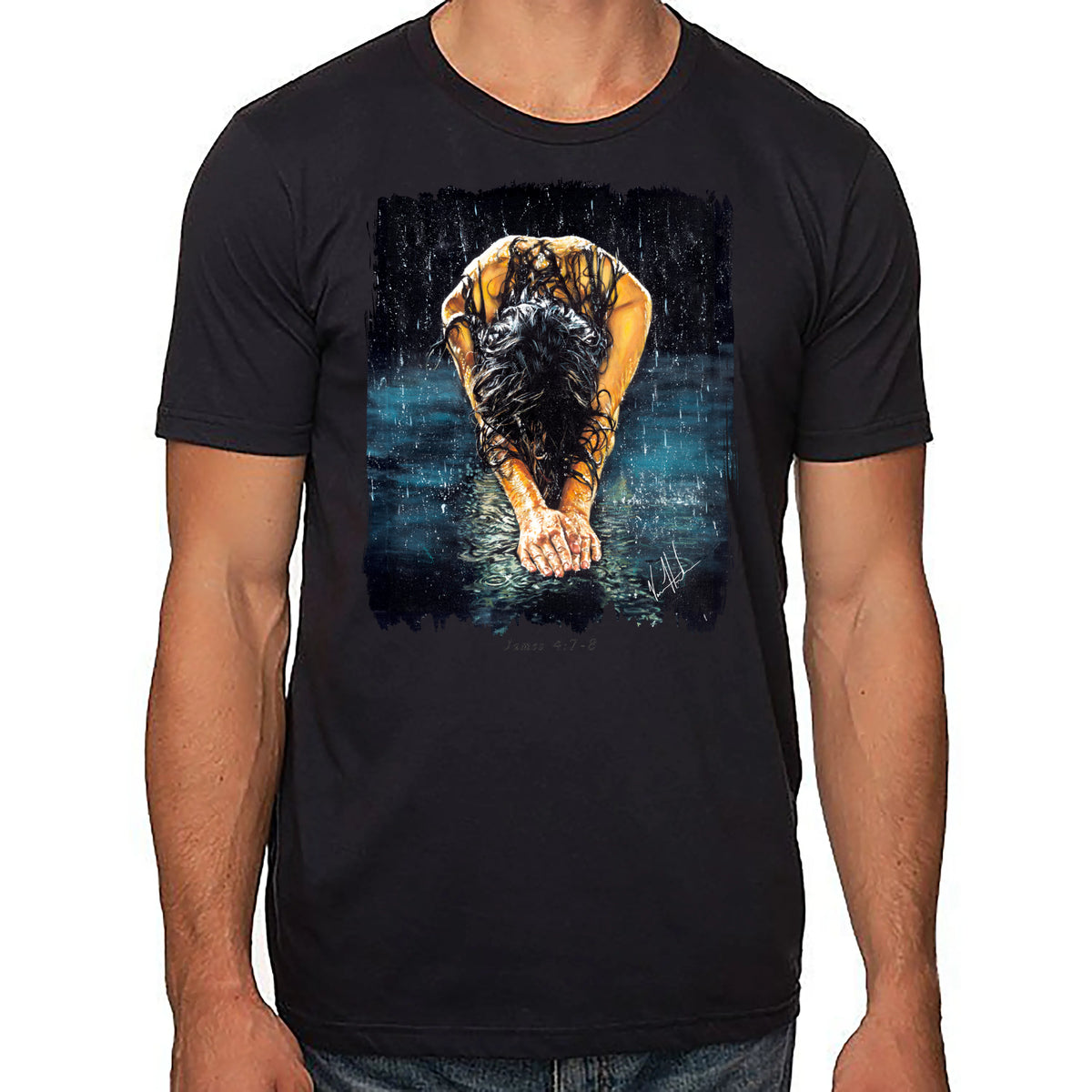 Unisex T (100% Cotton) - The Art Of Surrender Organic Cotton Vanessa Horabuena Short Sleeve Night (Black) XS