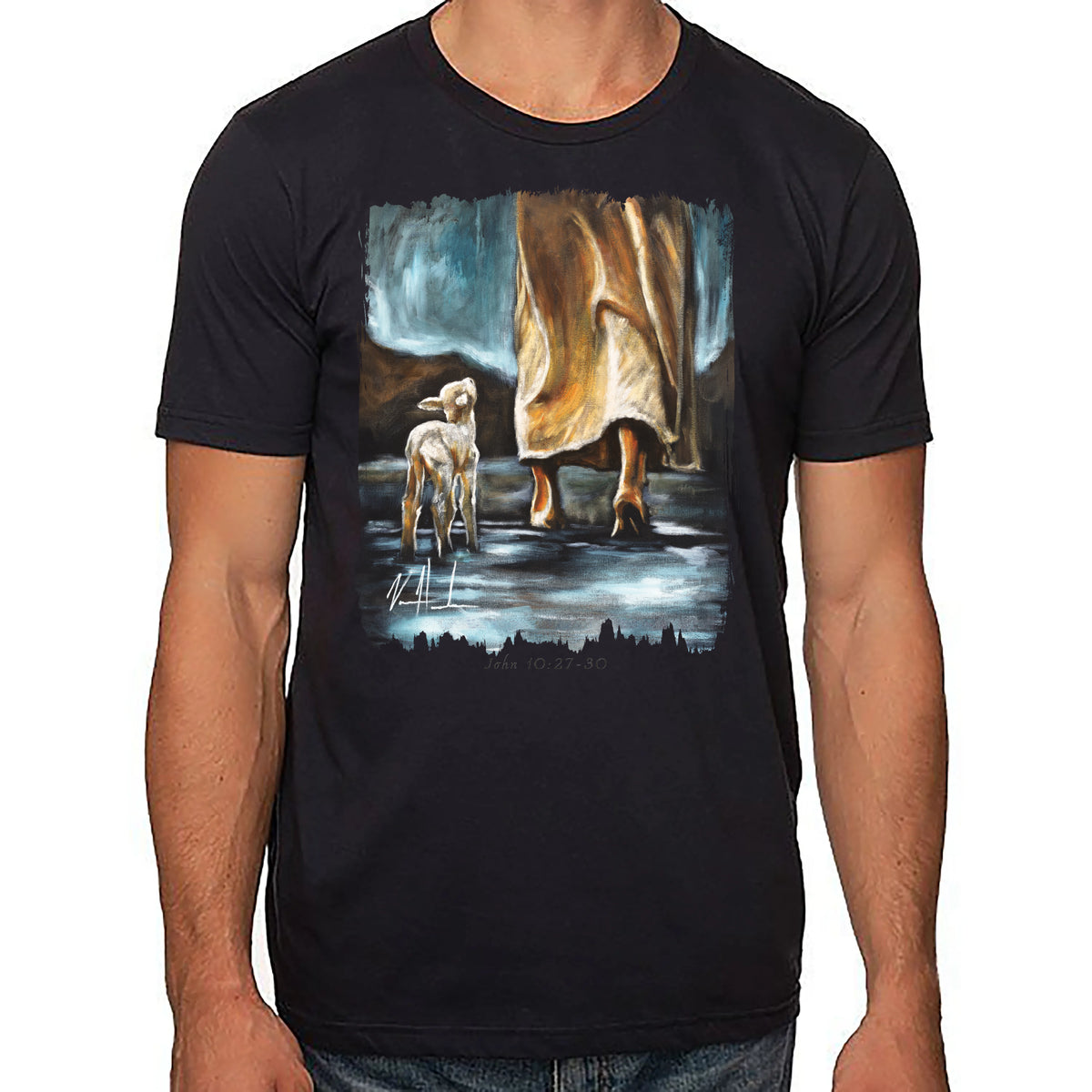 Unisex T (100% Cotton) - My Sheep Listen To My Voice Organic Cotton Vanessa Horabuena Short Sleeve Night (Black) XS