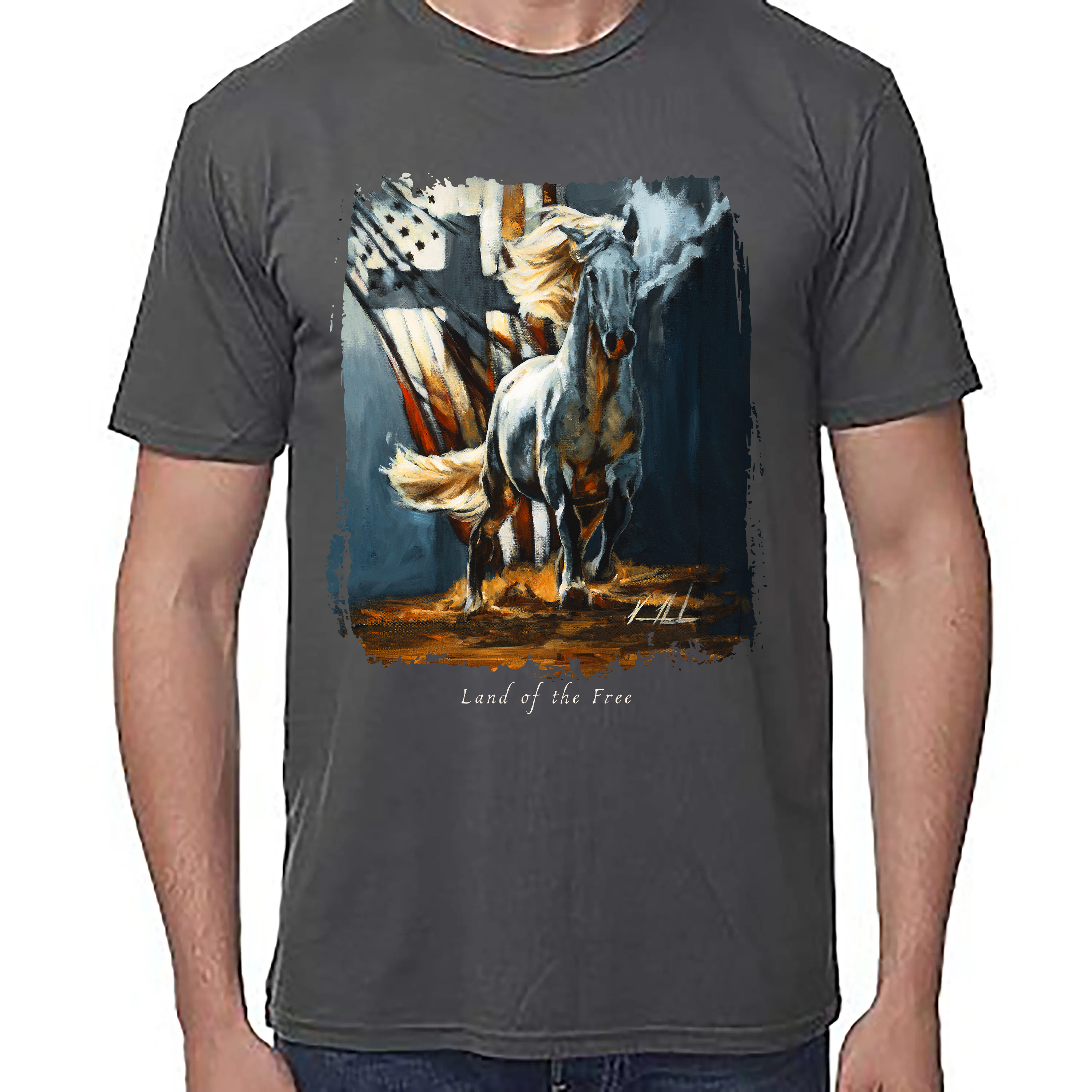 Land Of The Free - 4th of July - Unisex T (Premium Organic Fabric) Vanessa Horabuena Bamboo Pewter Small