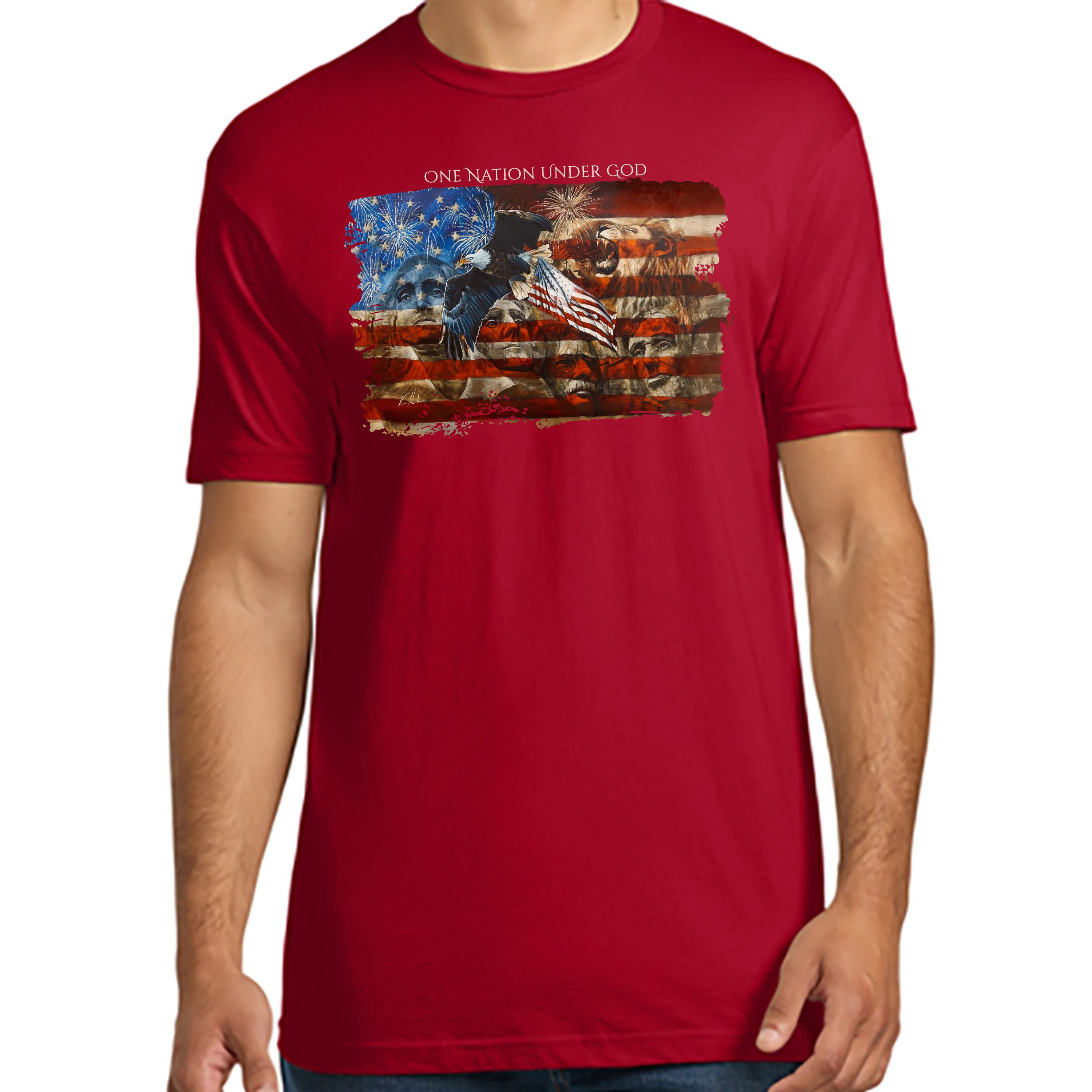 An American Tribute - 4th of July - Unisex T (Premium Organic Fabric) Vanessa Horabuena Cotton Red Small