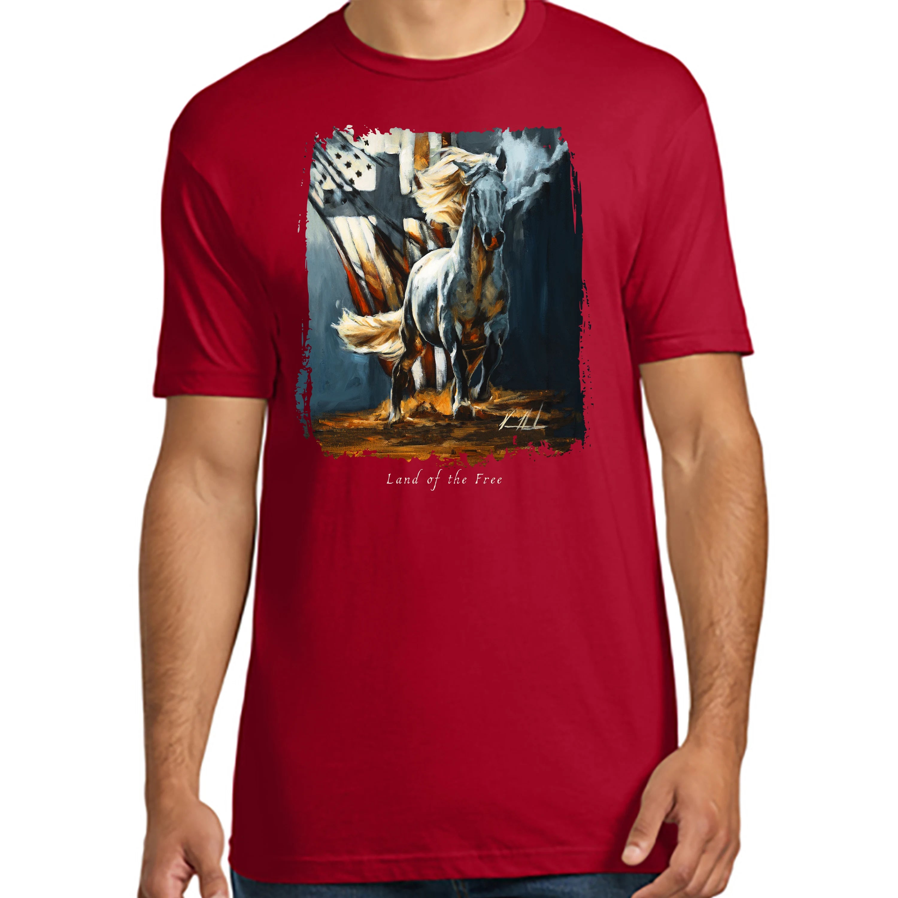 Unisex T Organic Cotton - Land of the Free - 4th of July Organic Cotton Vanessa Horabuena Short Sleeve Red XS