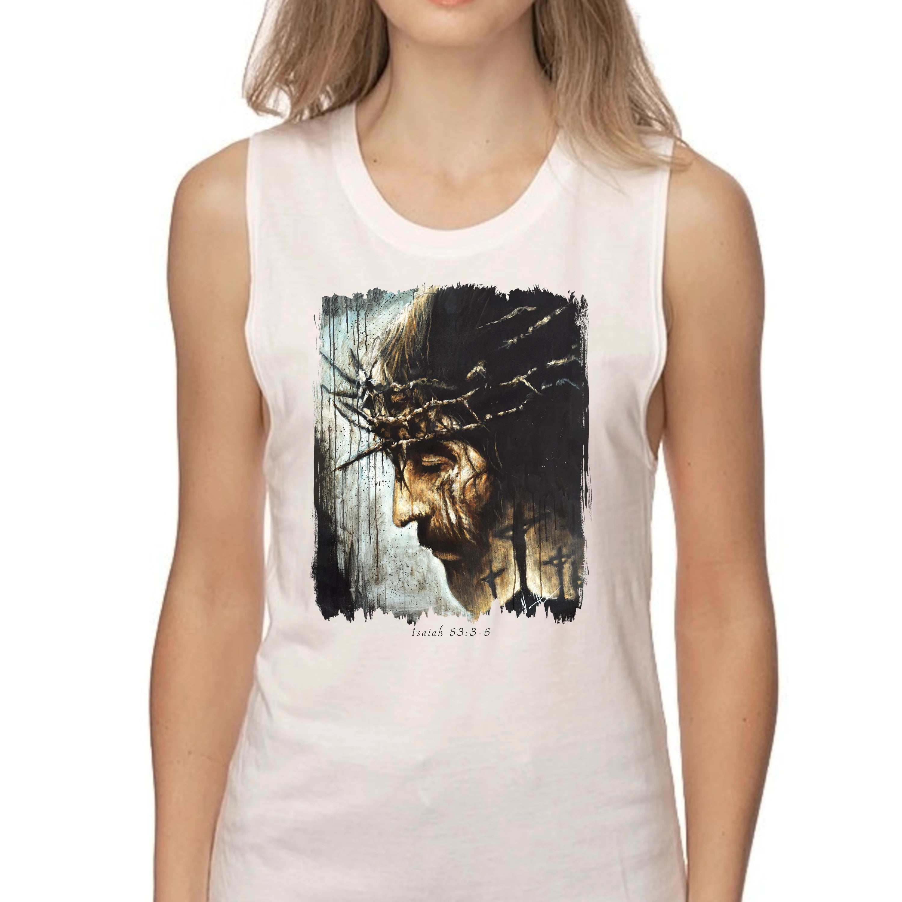 Redeemer's Love With Crosses - Women's Tank Top (Organic Bamboo) Vanessa Horabuena Short Sleeve Frost (White) XS