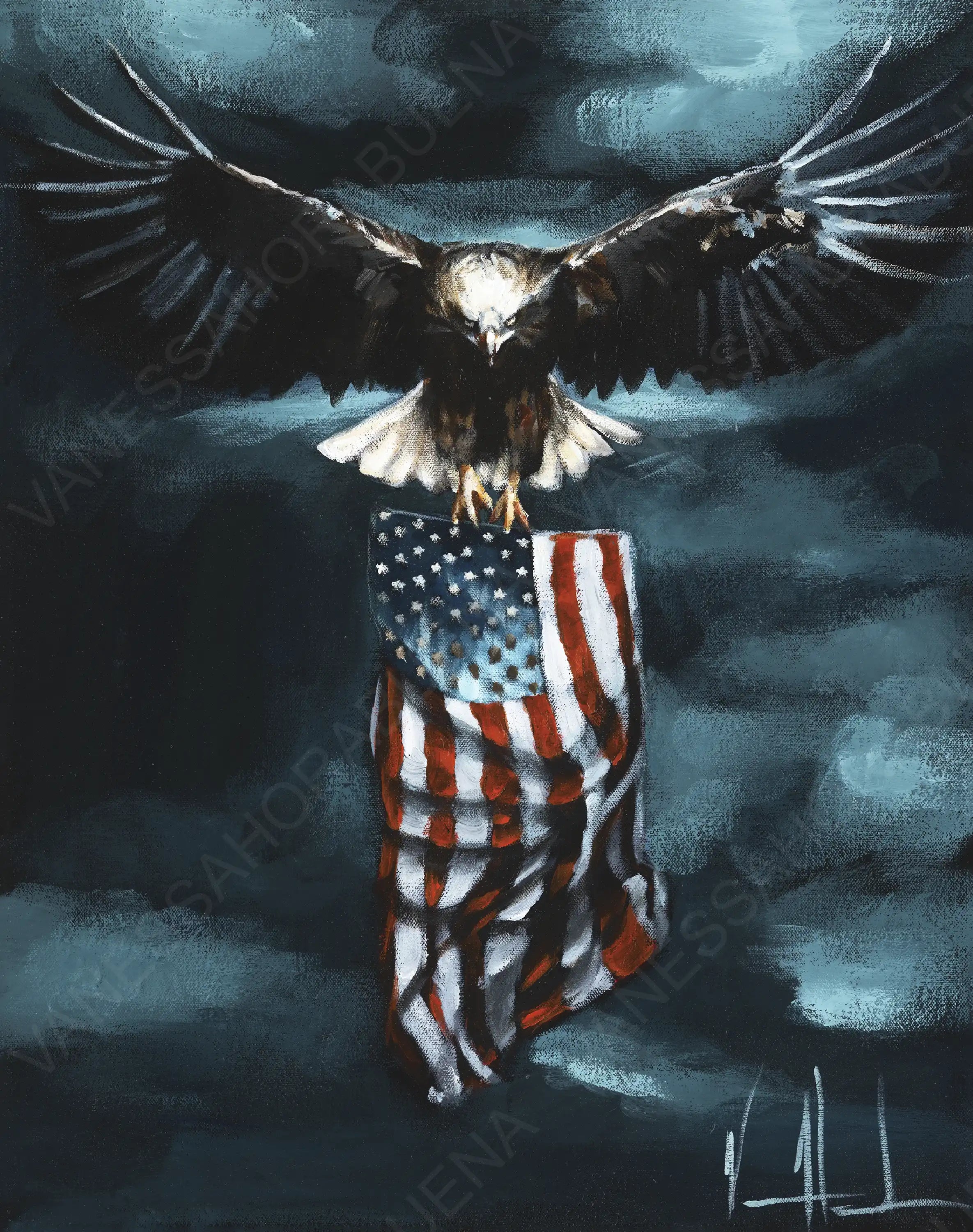 Revive Our Nation (Hand Embellished Canvas Print) Patriotic Art Print Vanessa Horabuena