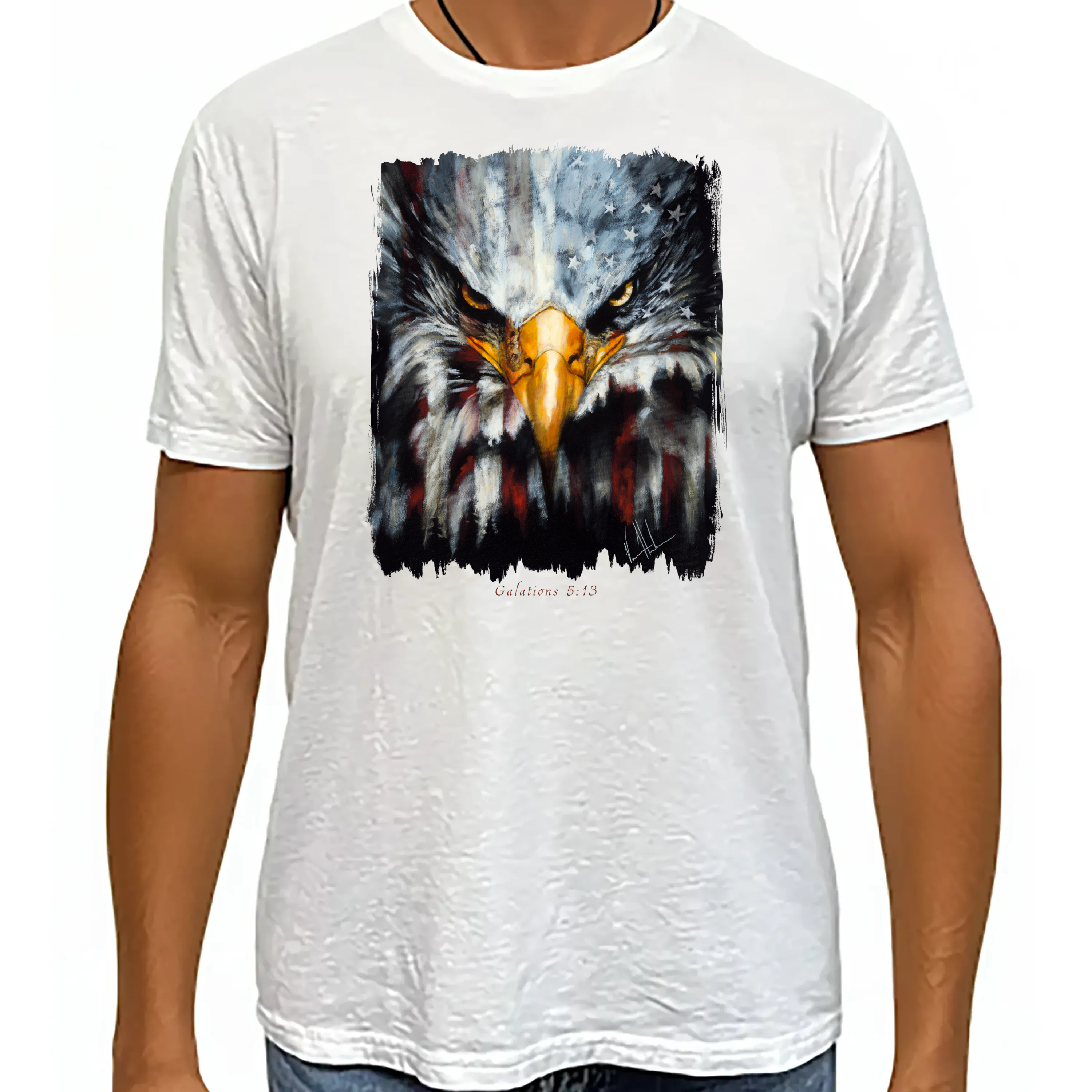 Stripes Of Freedom - Unisex T (Premium Organic Fabric) Vanessa Horabuena Bamboo White Small