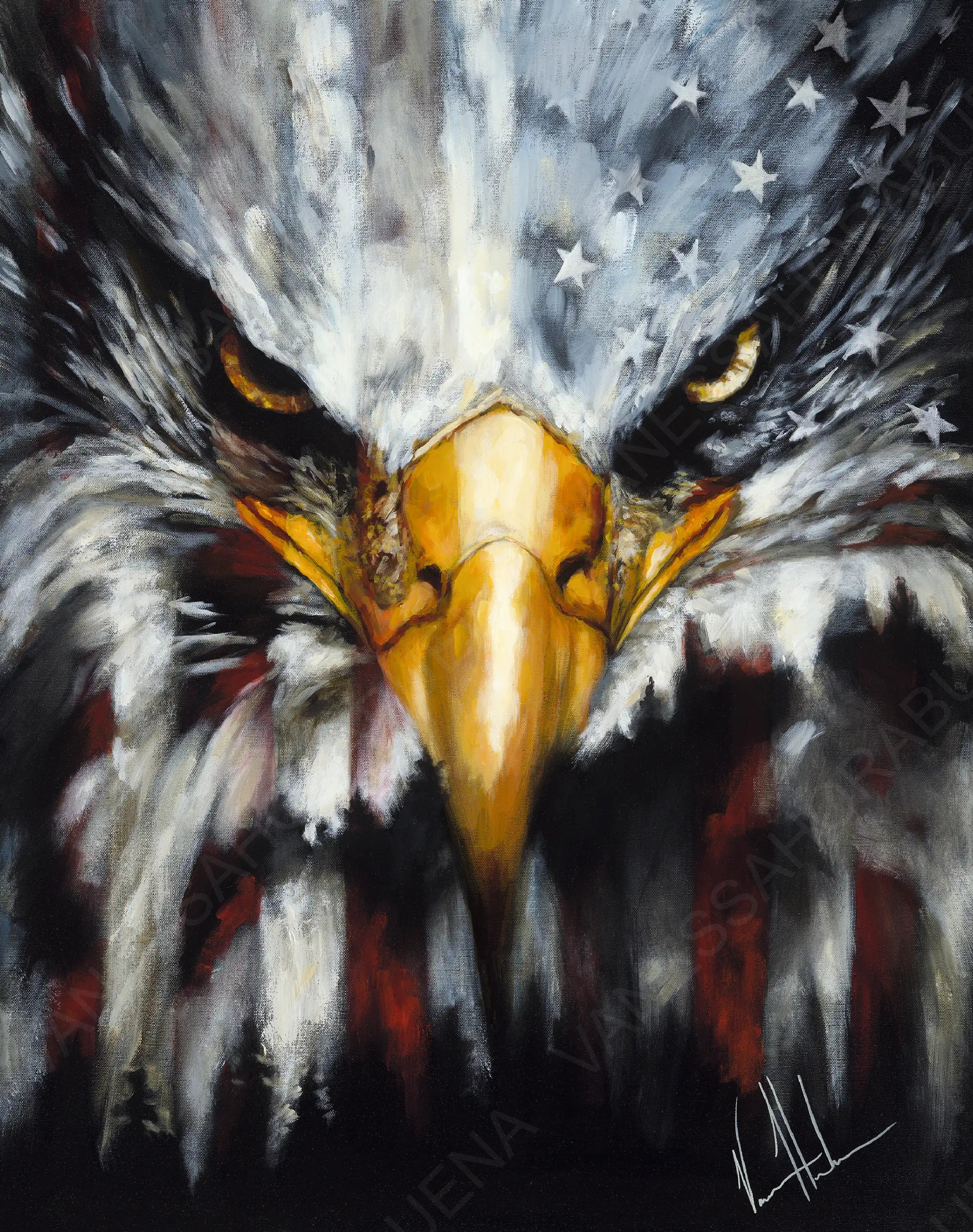 Stripes of Freedom (Hand Embellished Canvas Print) Patriotic Art Print Vanessa Horabuena