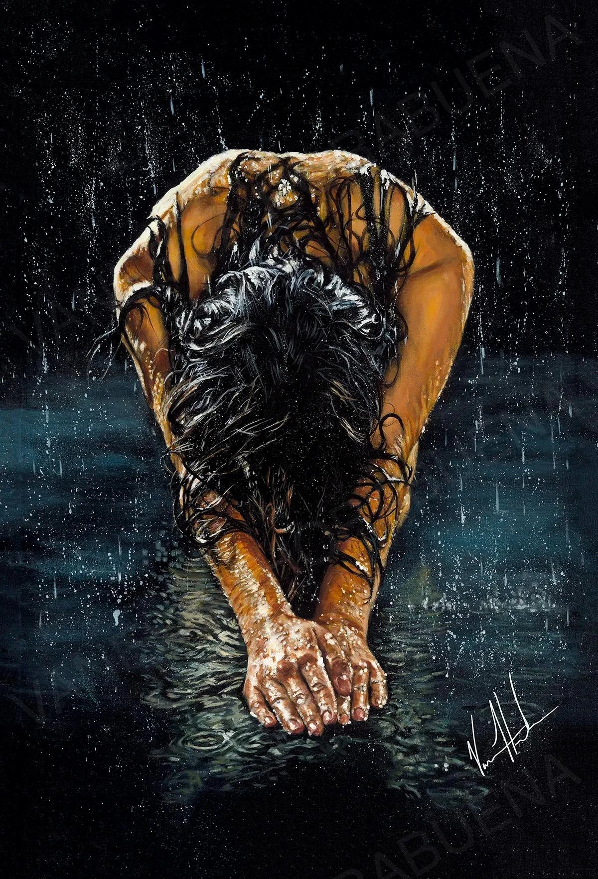 The Art of Surrender - Postcard Lion Art Print, Jesus Art Print Vanessa Horabuena