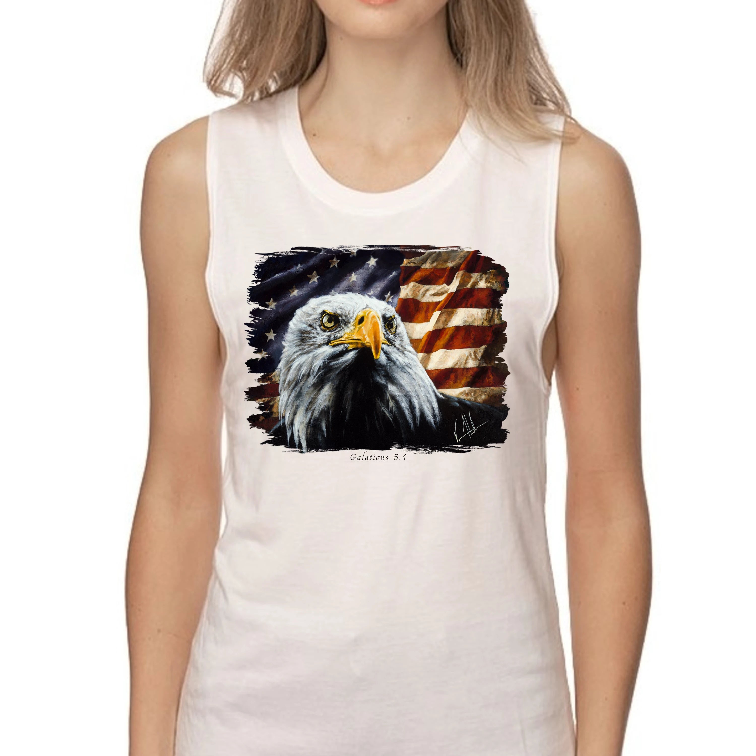 The Fight for Freedom - Women's Tank Top (Organic Bamboo) Organic Bamboo Vanessa Horabuena Short Sleeve Frost (White) XS