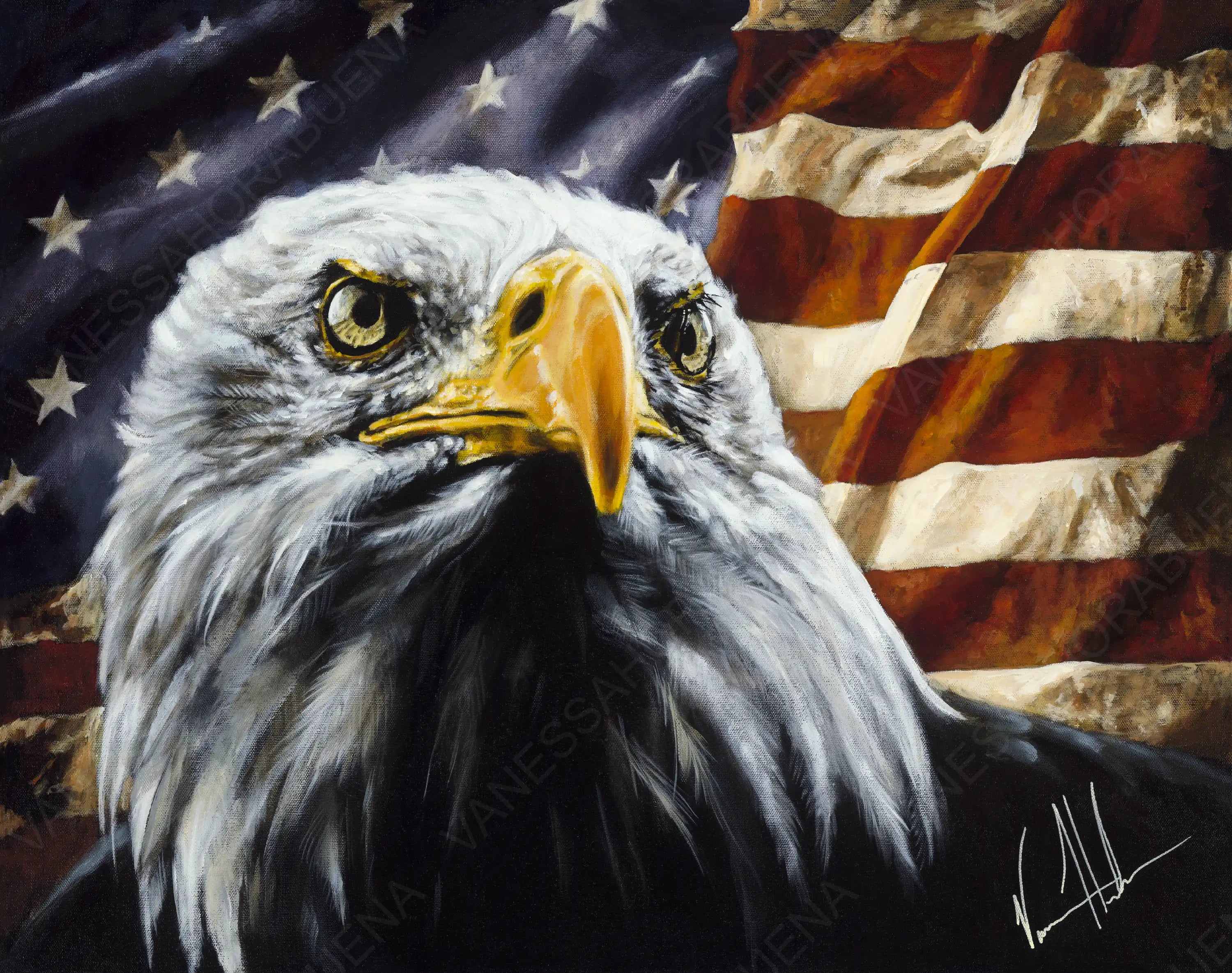 The Fight for Freedom (Hand Embellished Canvas Print) Patriotic Art Print Vanessa Horabuena