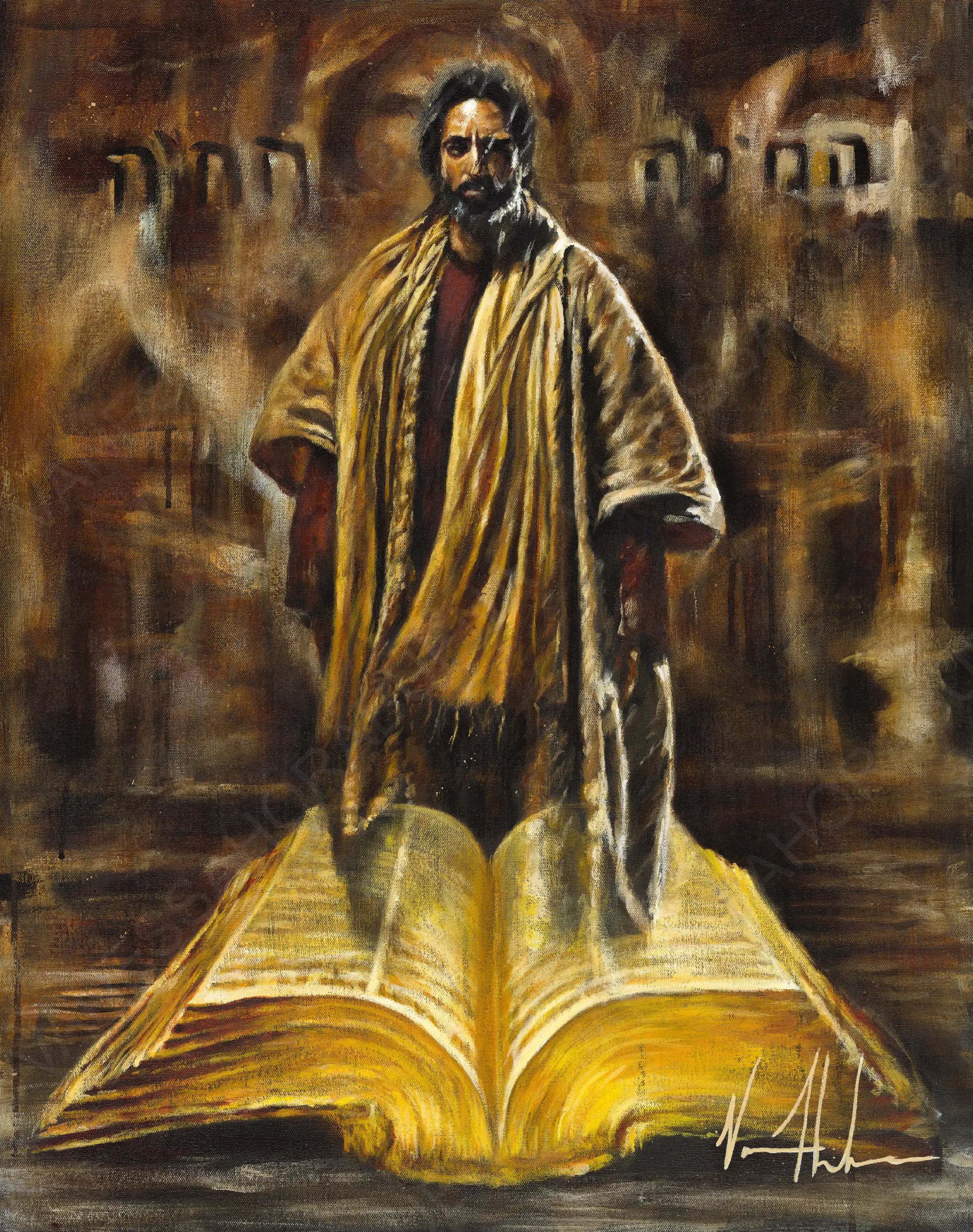 The Living Word (Hand Embellished Canvas Print) Jesus Art Print Vanessa Horabuena