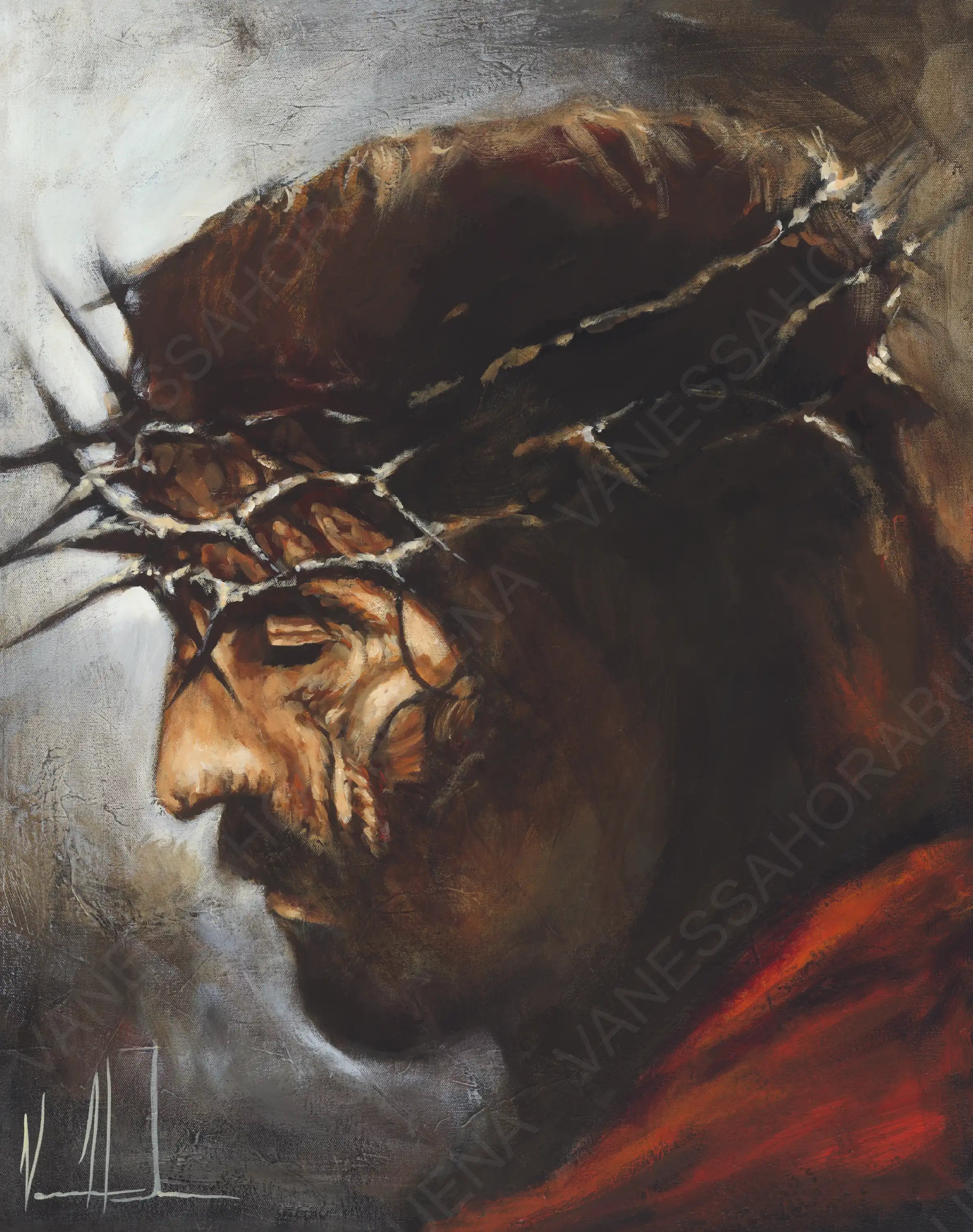 The Price of Love (Hand Embellishment Canvas Print) Jesus Art Print Vanessa Horabuena