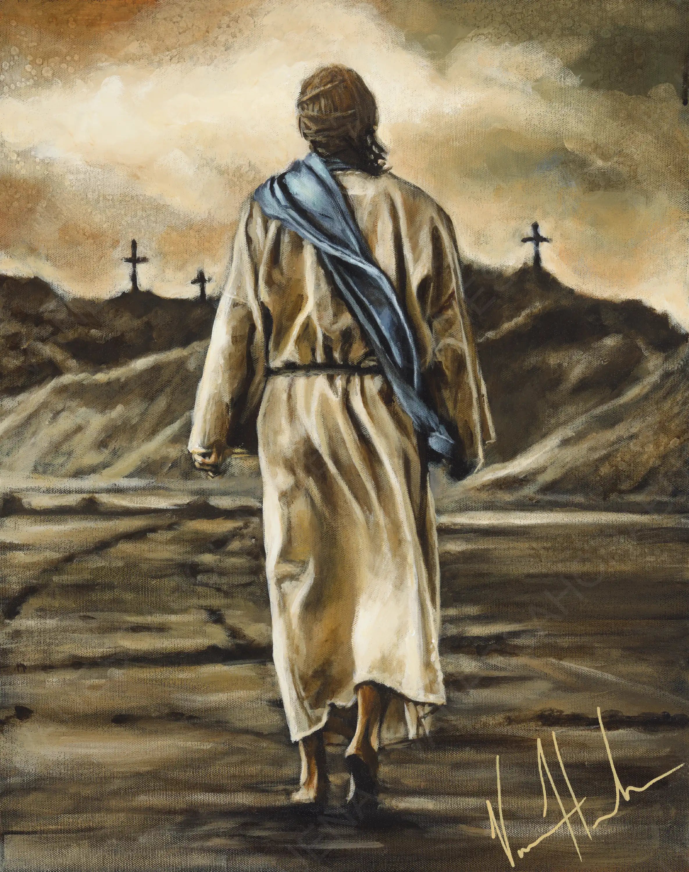 The Road to Life (Hand Embellished Canvas Print) Jesus Art Print Vanessa Horabuena