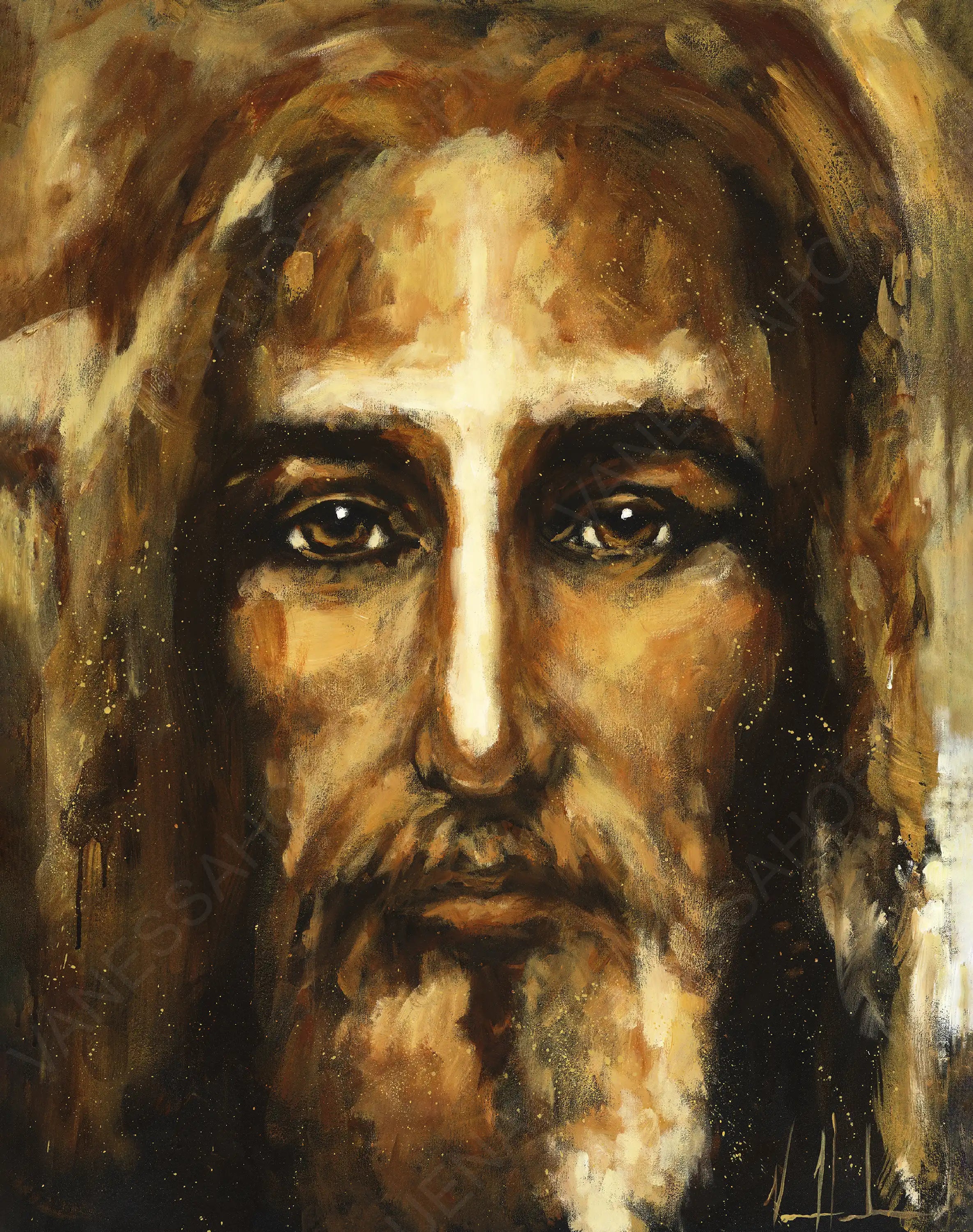 The Shroud of Turin - In His Glory (Hand Embellishment Canvas Print) Jesus Art Print Vanessa Horabuena