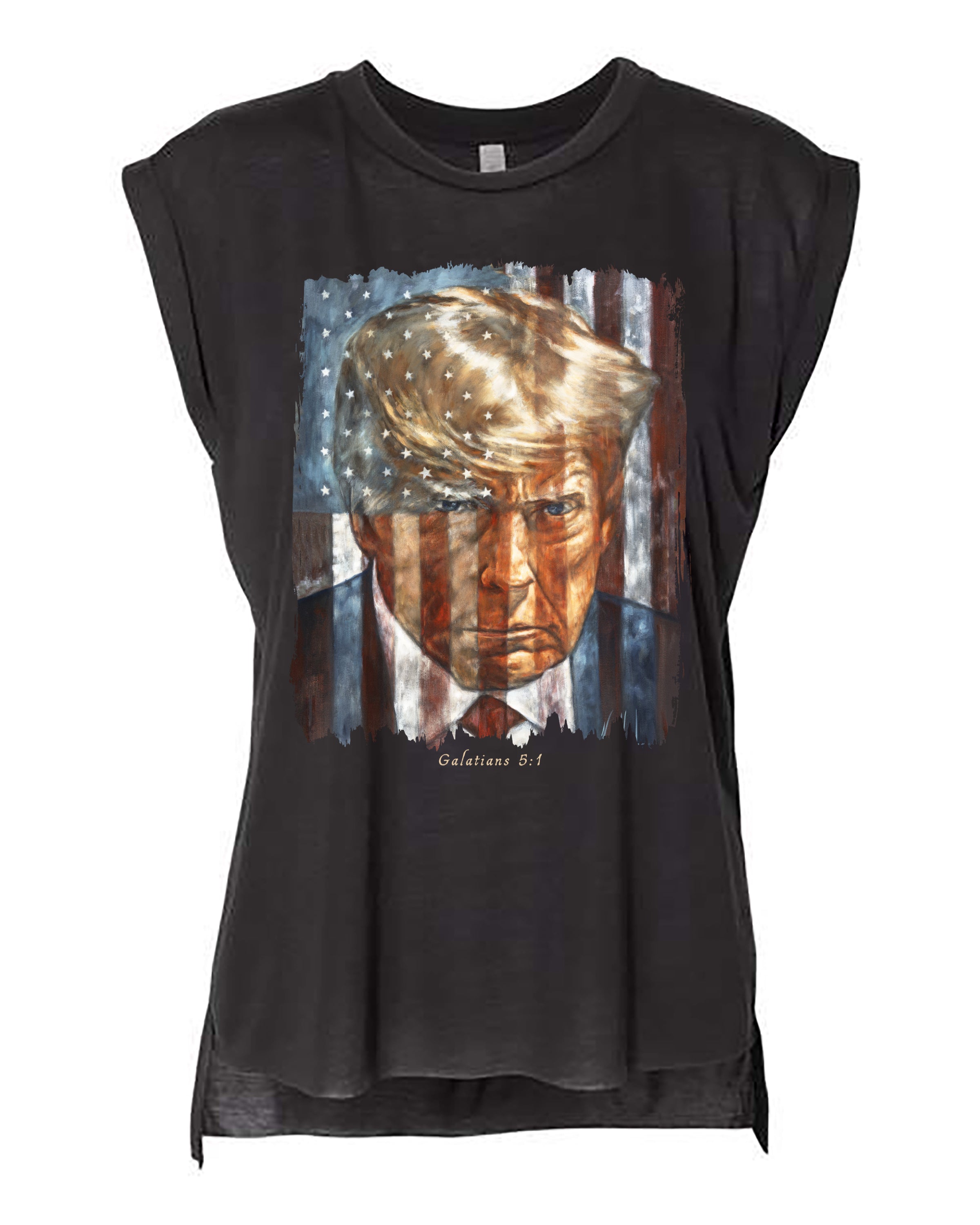 The Cost of Freedom - Ladies Rolled Sleeve Muscle T-Shirt Poly-Blend Vanessa Horabuena Black Small