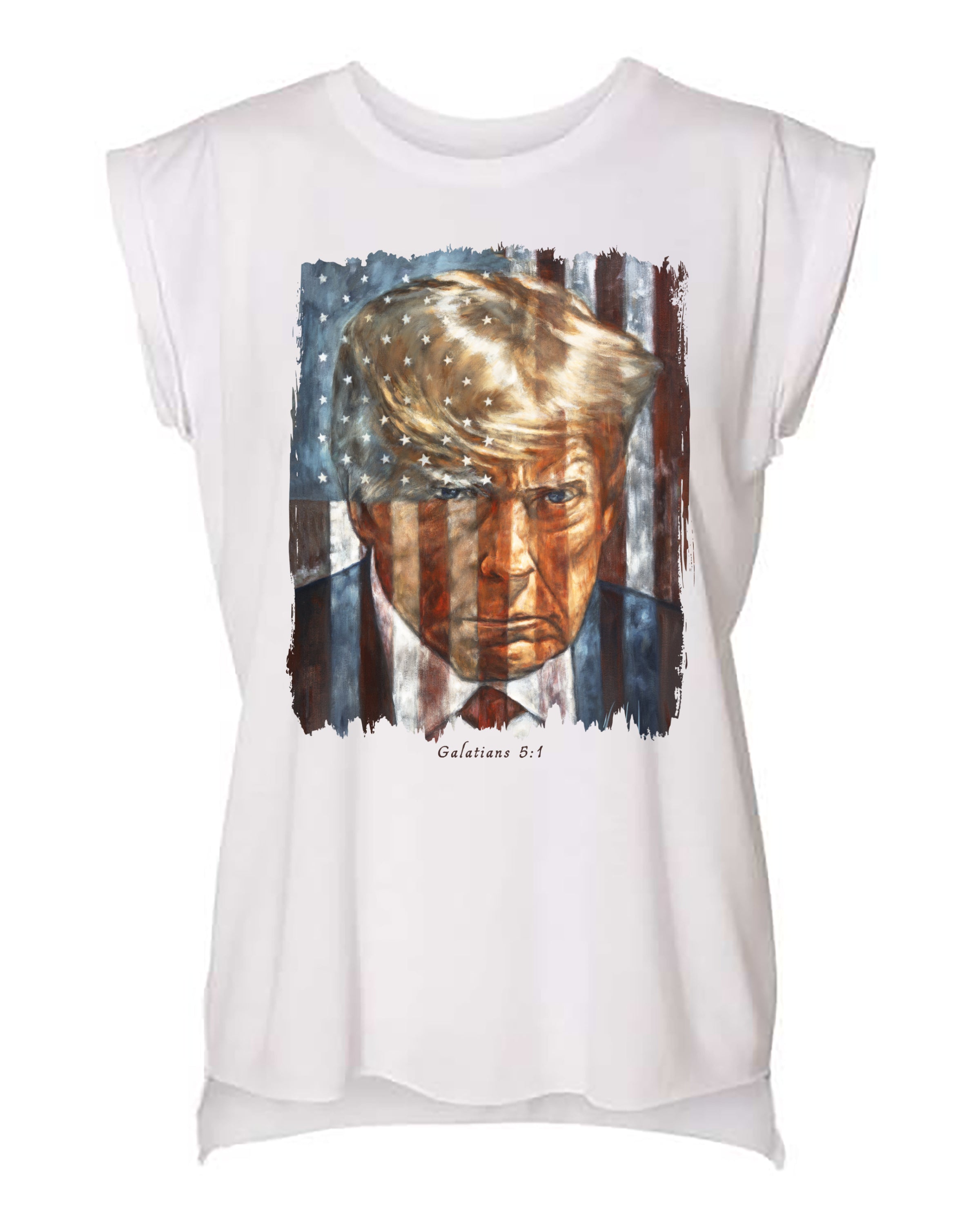 The Cost of Freedom - Ladies Rolled Sleeve Muscle T-Shirt Poly-Blend Vanessa Horabuena White Large