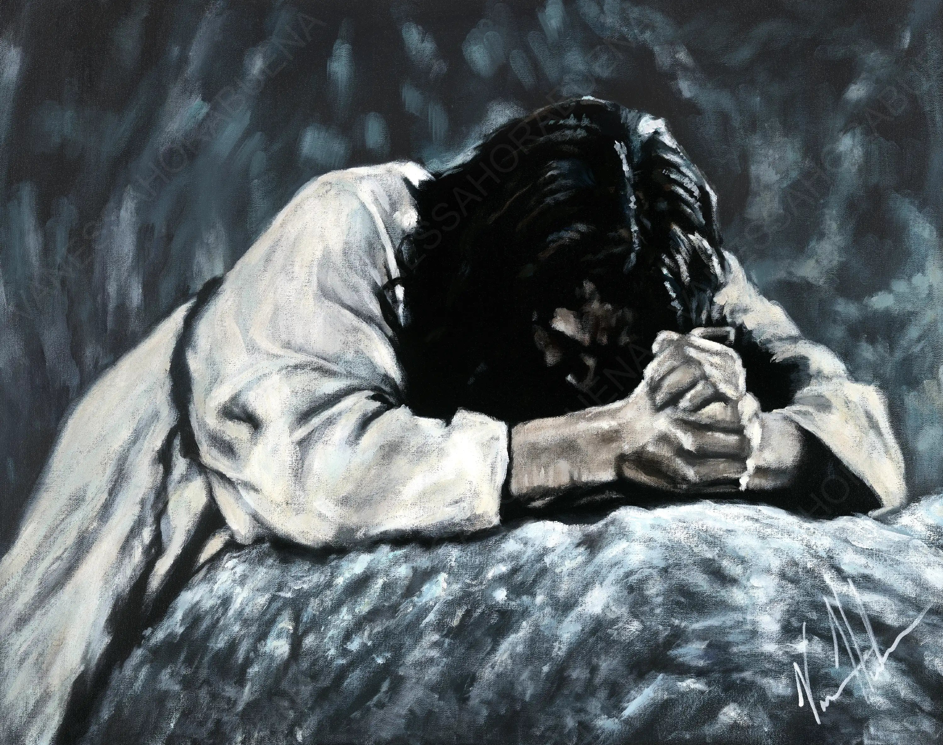 Thy Will Be Done (Hand Embellished Canvas Print) Jesus Art Print Vanessa Horabuena