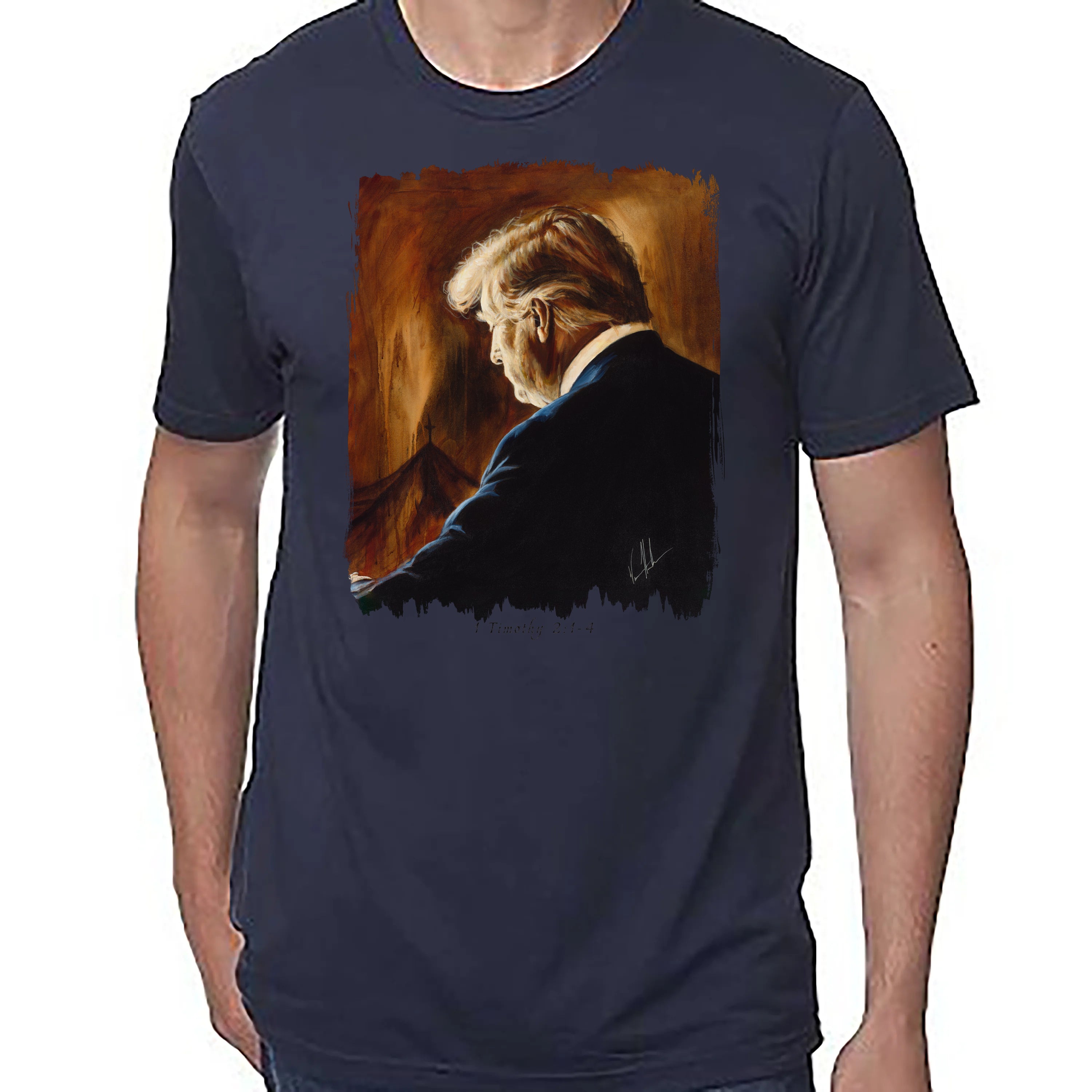 Prayers For Our President - For Such A Time As This - Unisex T (Premium Organic Fabric) Vanessa Horabuena Bamboo Midnight Blue Small