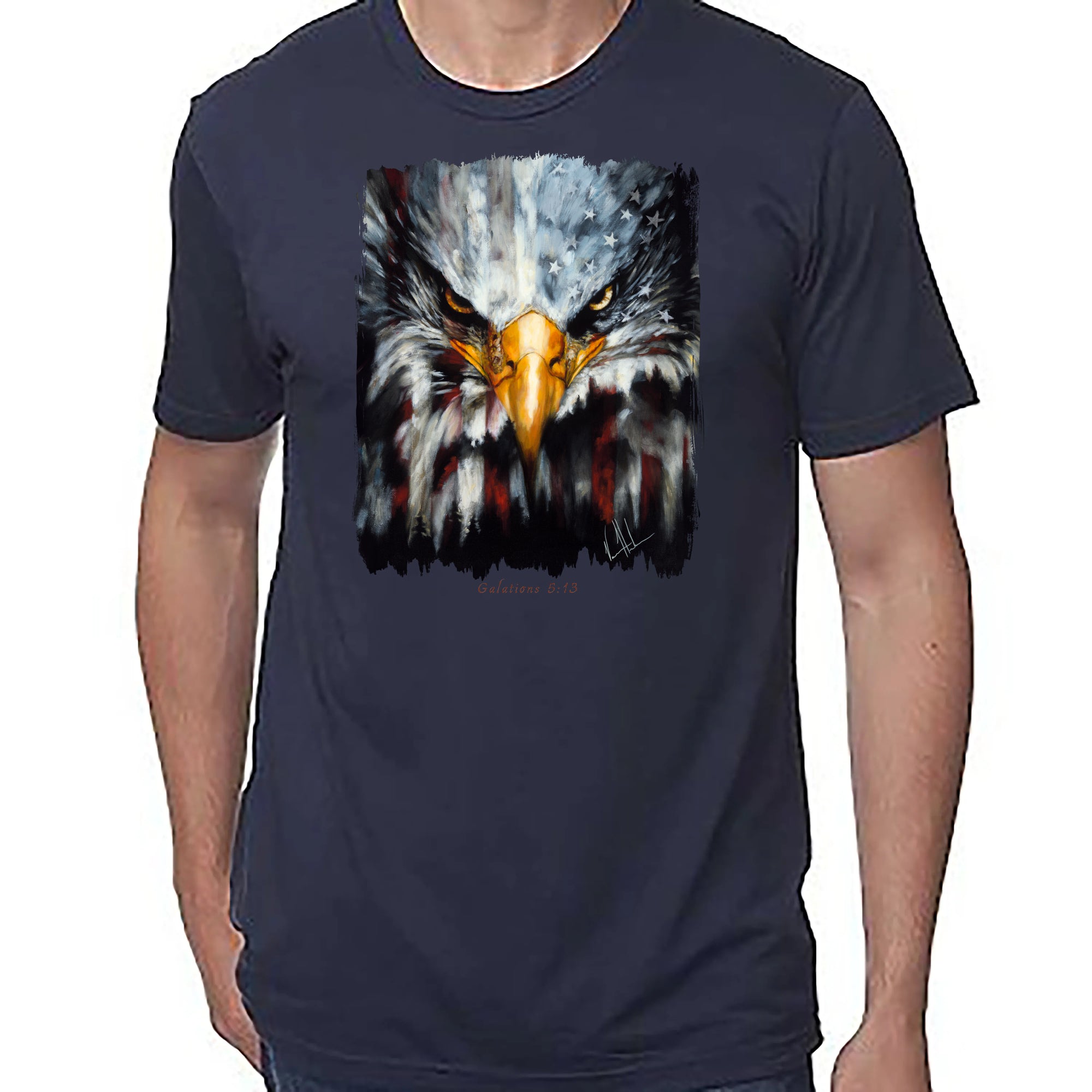 Stripes Of Freedom - Unisex T (Premium Organic Fabric) Vanessa Horabuena Bamboo Midnight Blue Small