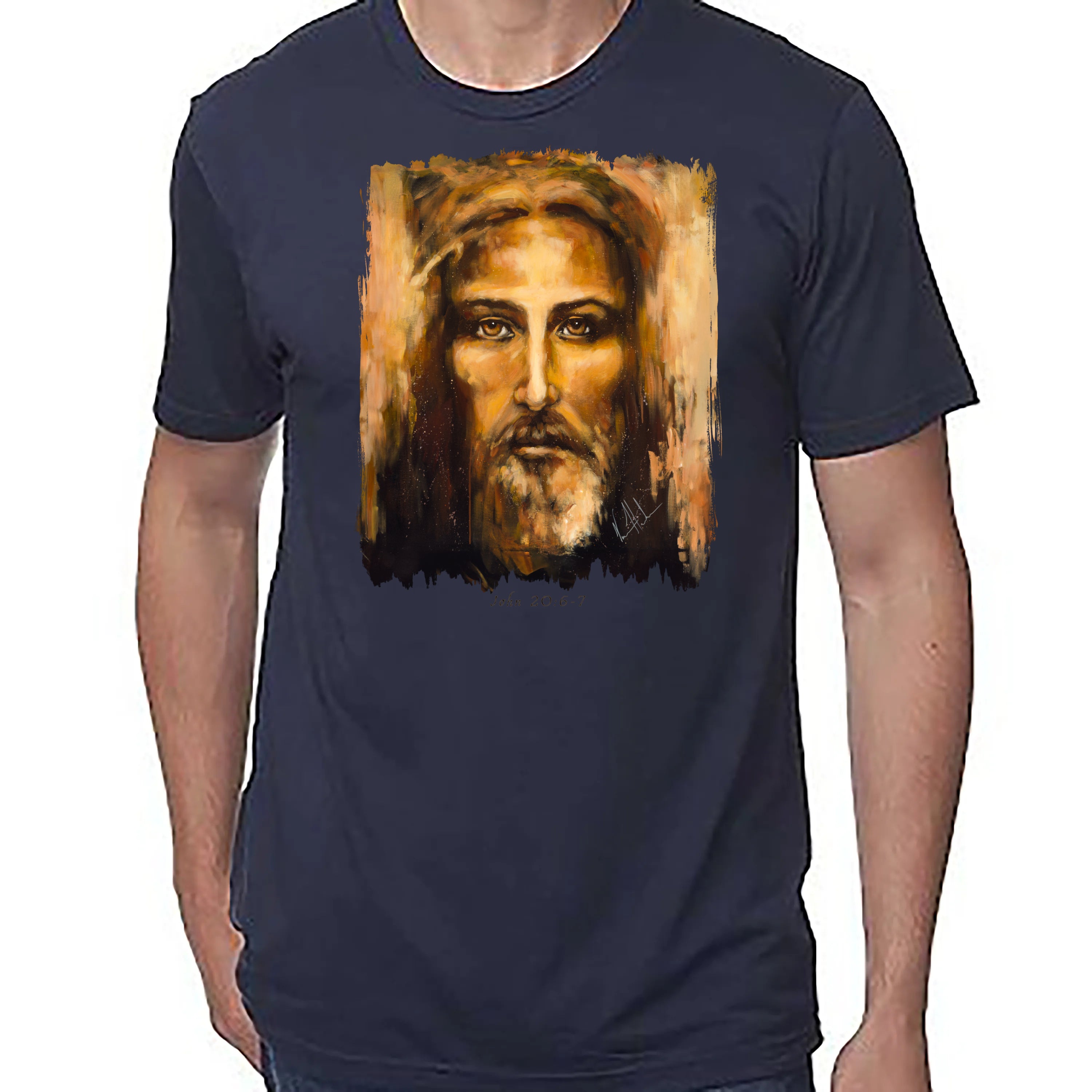 The Shroud Of Turin - Resurrection Light - Unisex T (Premium Organic Fabric) Vanessa Horabuena Bamboo Midnight Blue Small