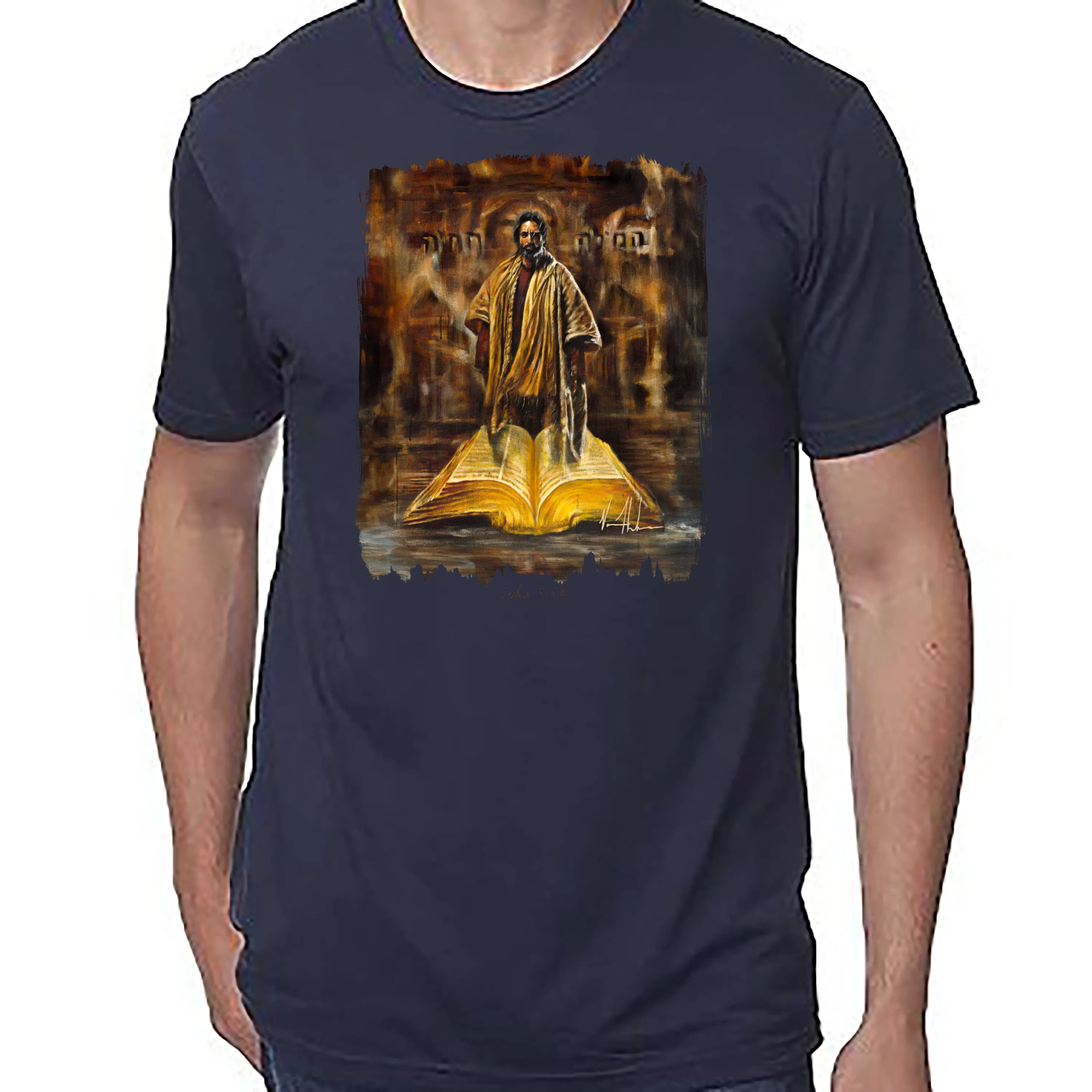 The Living Word - Unisex T (Premium Organic Fabric) Vanessa Horabuena Bamboo Midnight Blue Small