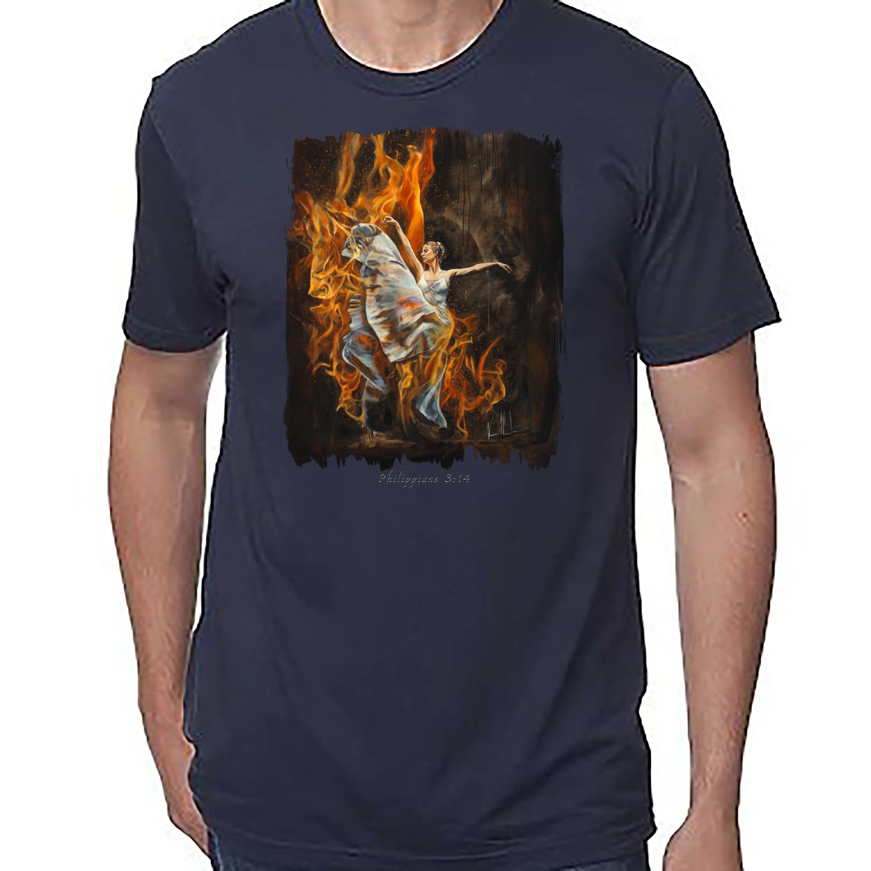 A Burning Flame Within - Unisex T (Premium Organic Fabric) Vanessa Horabuena Bamboo Midnight Blue Small