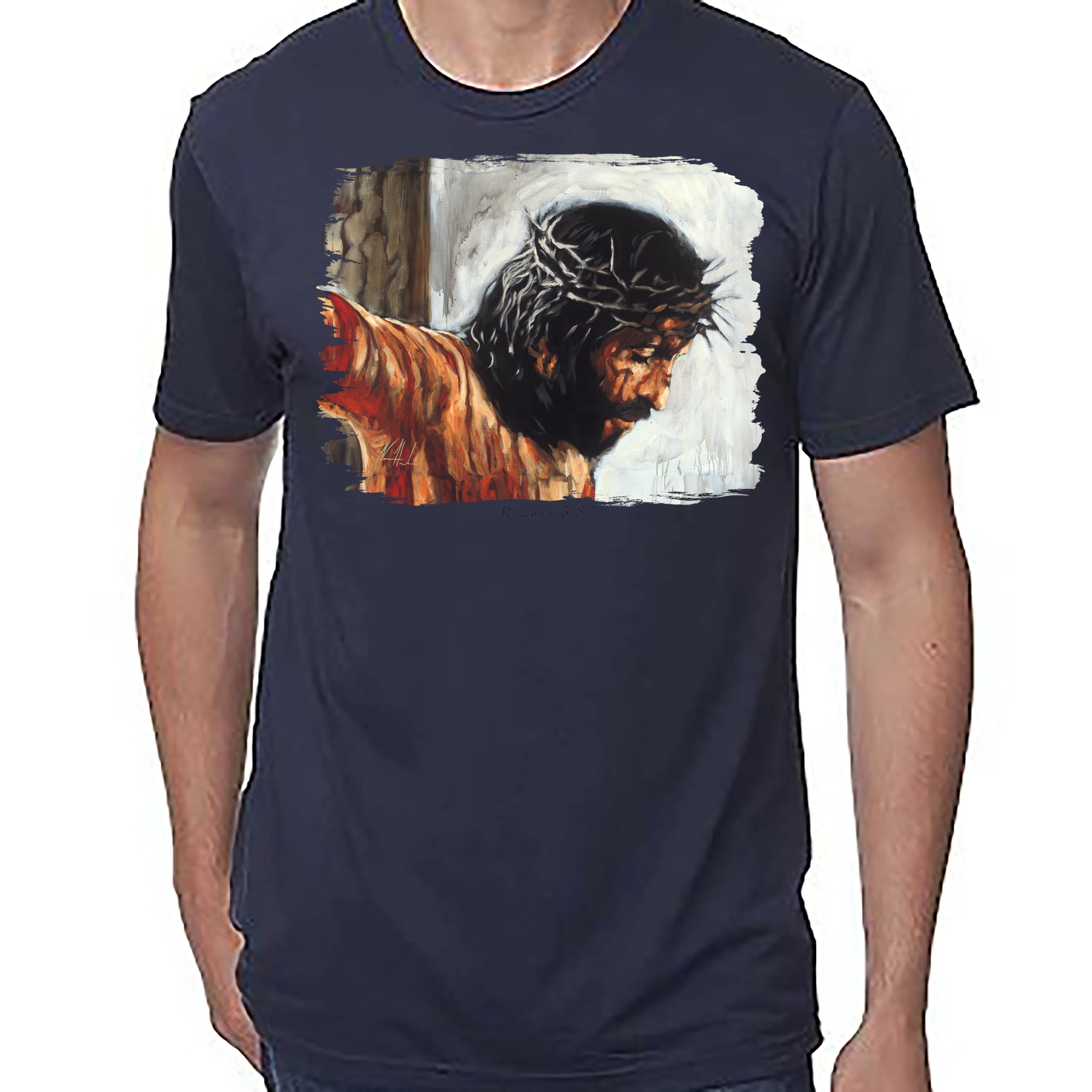 By His Wounds We Are Healed - Unisex T (Premium Organic Fabric) Vanessa Horabuena Bamboo Midnight Blue Small