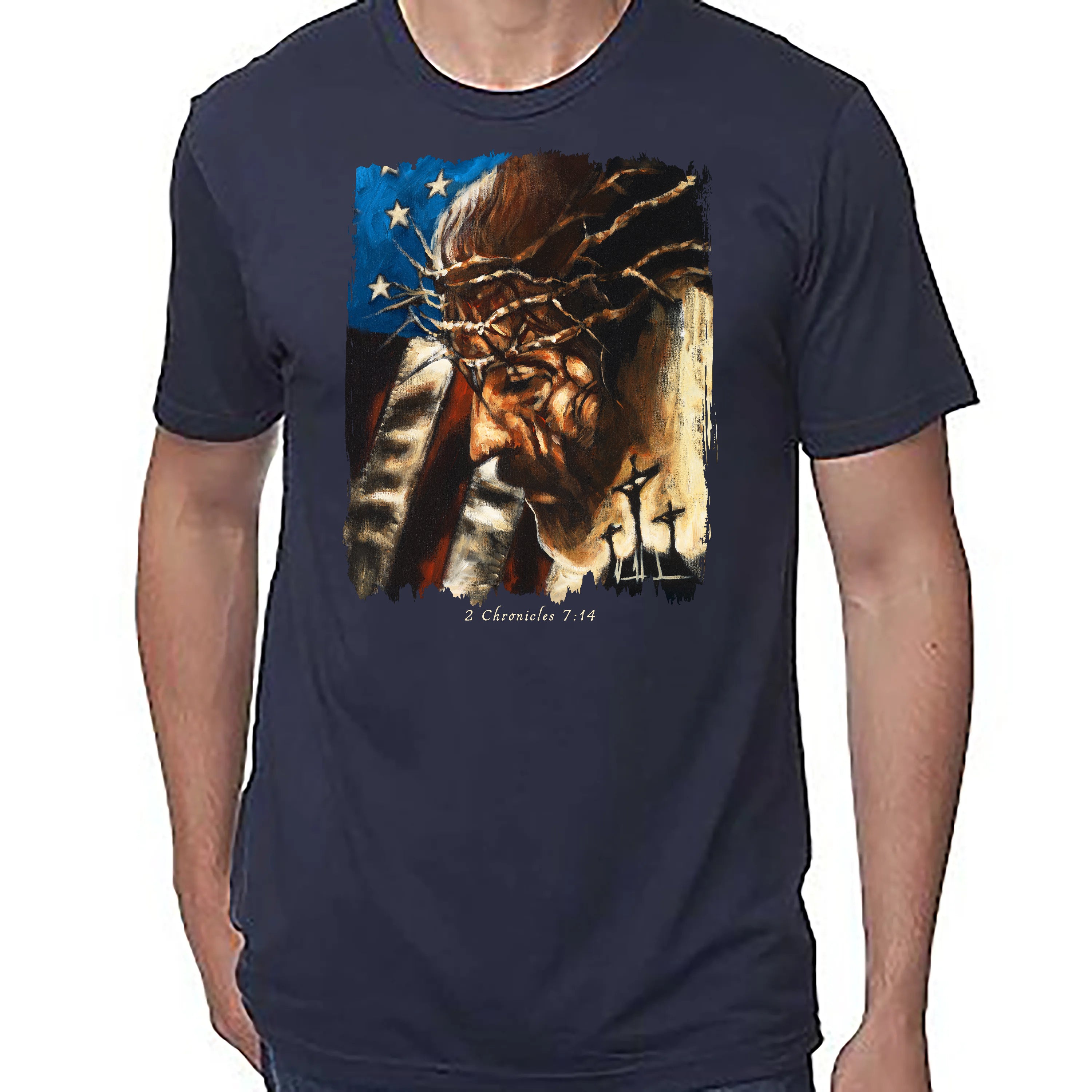 One Nation Under God - Unisex T (Premium Organic Fabric) Vanessa Horabuena Bamboo Midnight Blue Small