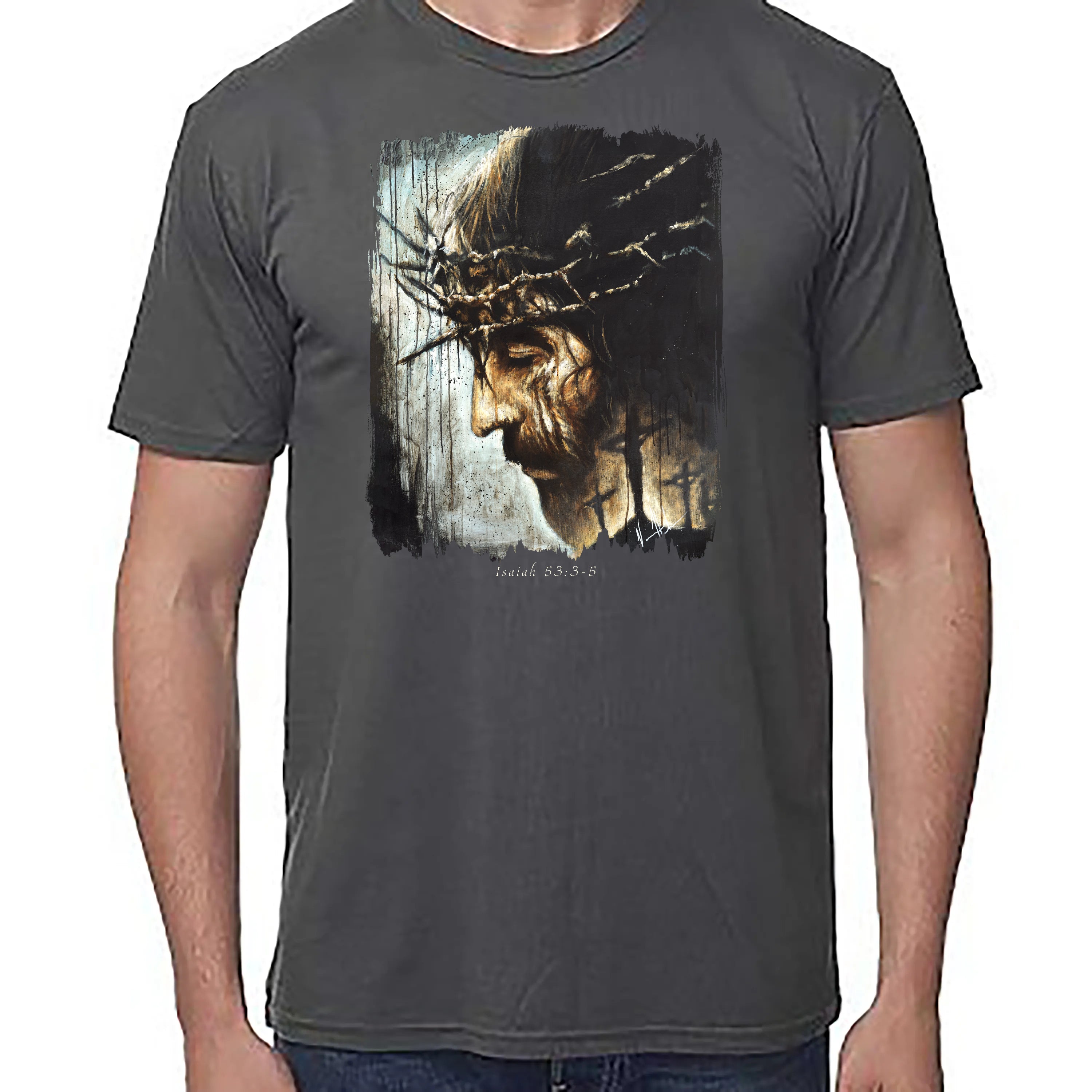 Redeemer's Love With Crosses - Unisex T (Premium Organic Fabric) Vanessa Horabuena Bamboo Pewter Small