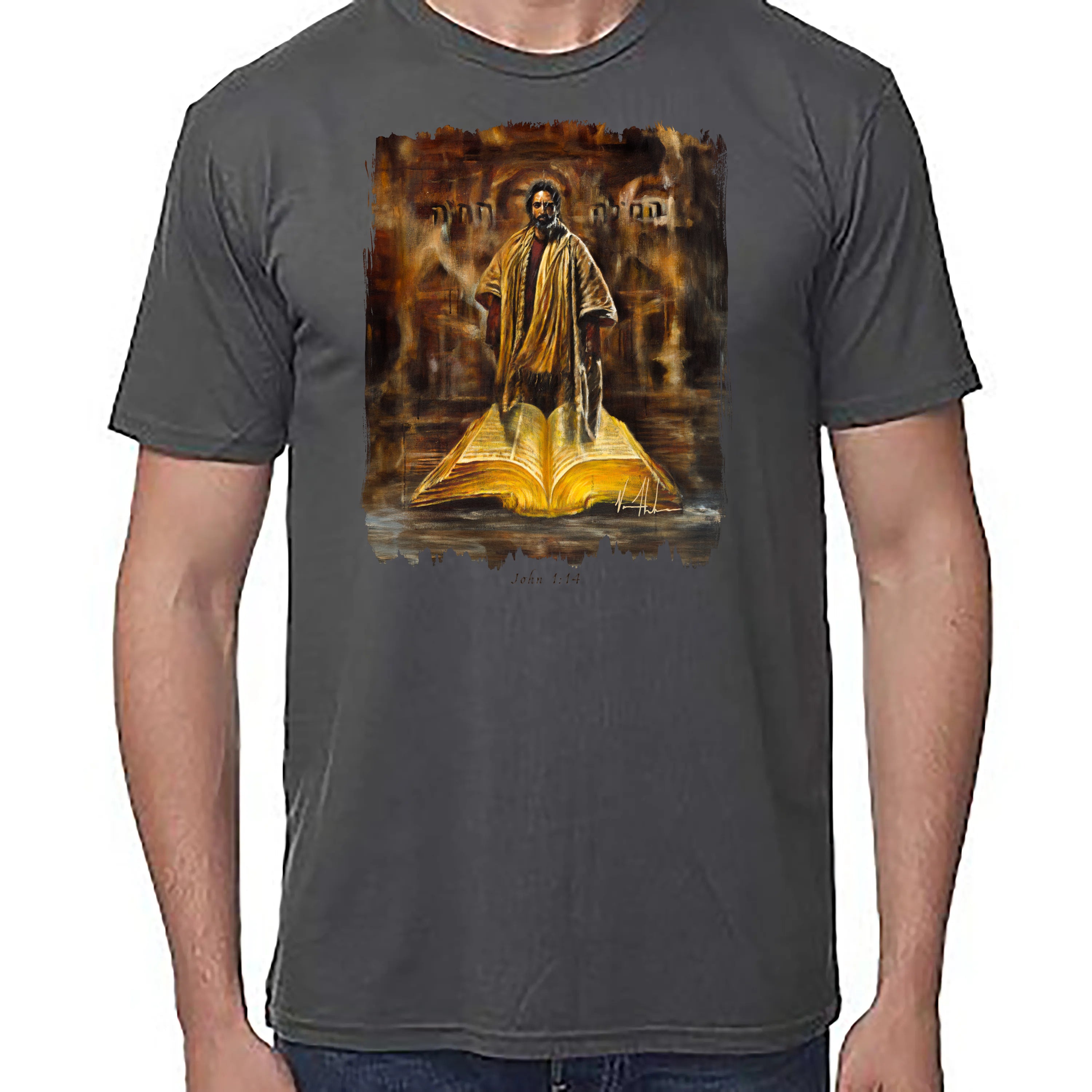 The Living Word - Unisex T (Premium Organic Fabric) Vanessa Horabuena Bamboo Pewter Small