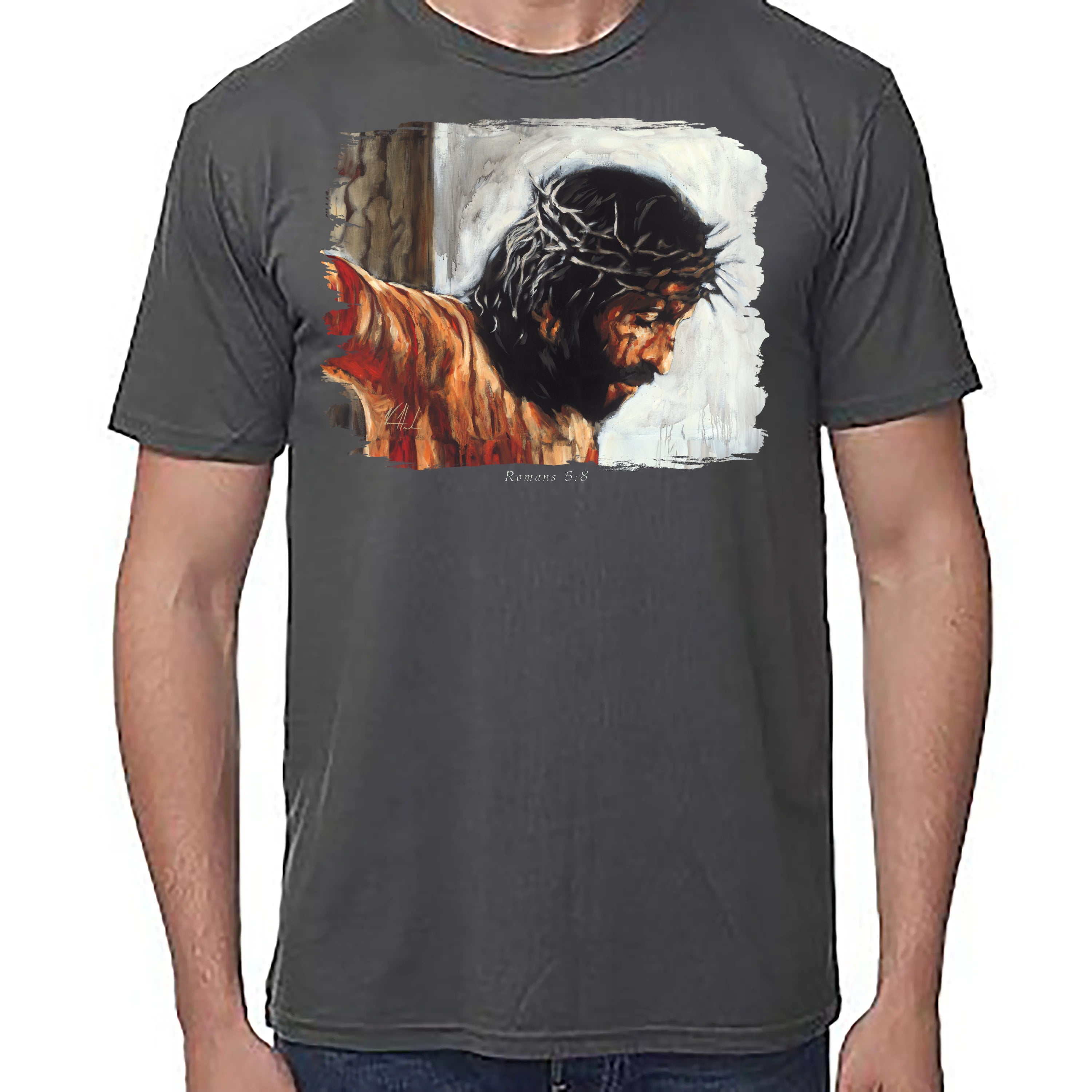 By His Wounds We Are Healed - Unisex T (Premium Organic Fabric) Vanessa Horabuena Bamboo Pewter Small