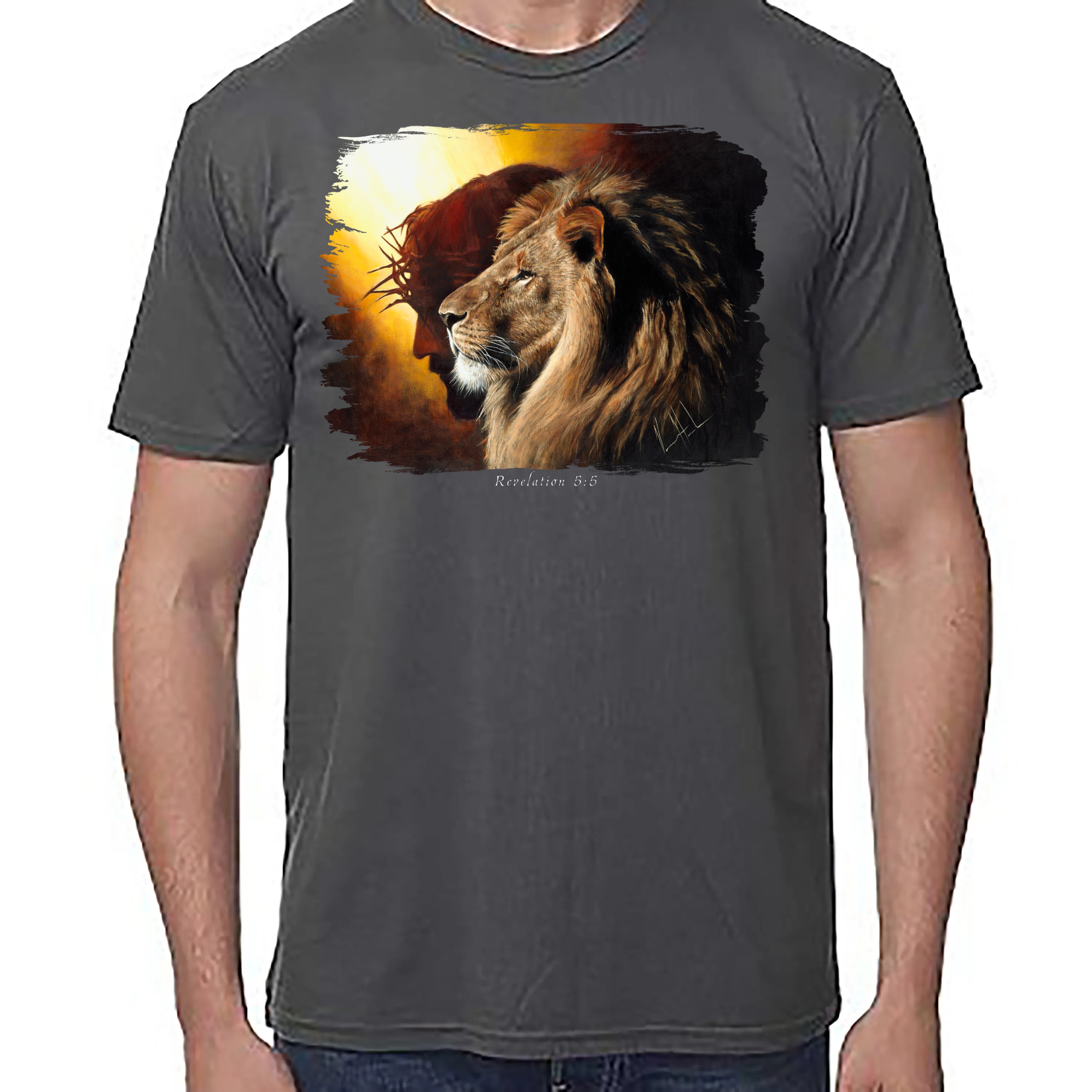The Lion of Judah - Unisex T (Premium Organic Fabric) Vanessa Horabuena Bamboo Pewter Small