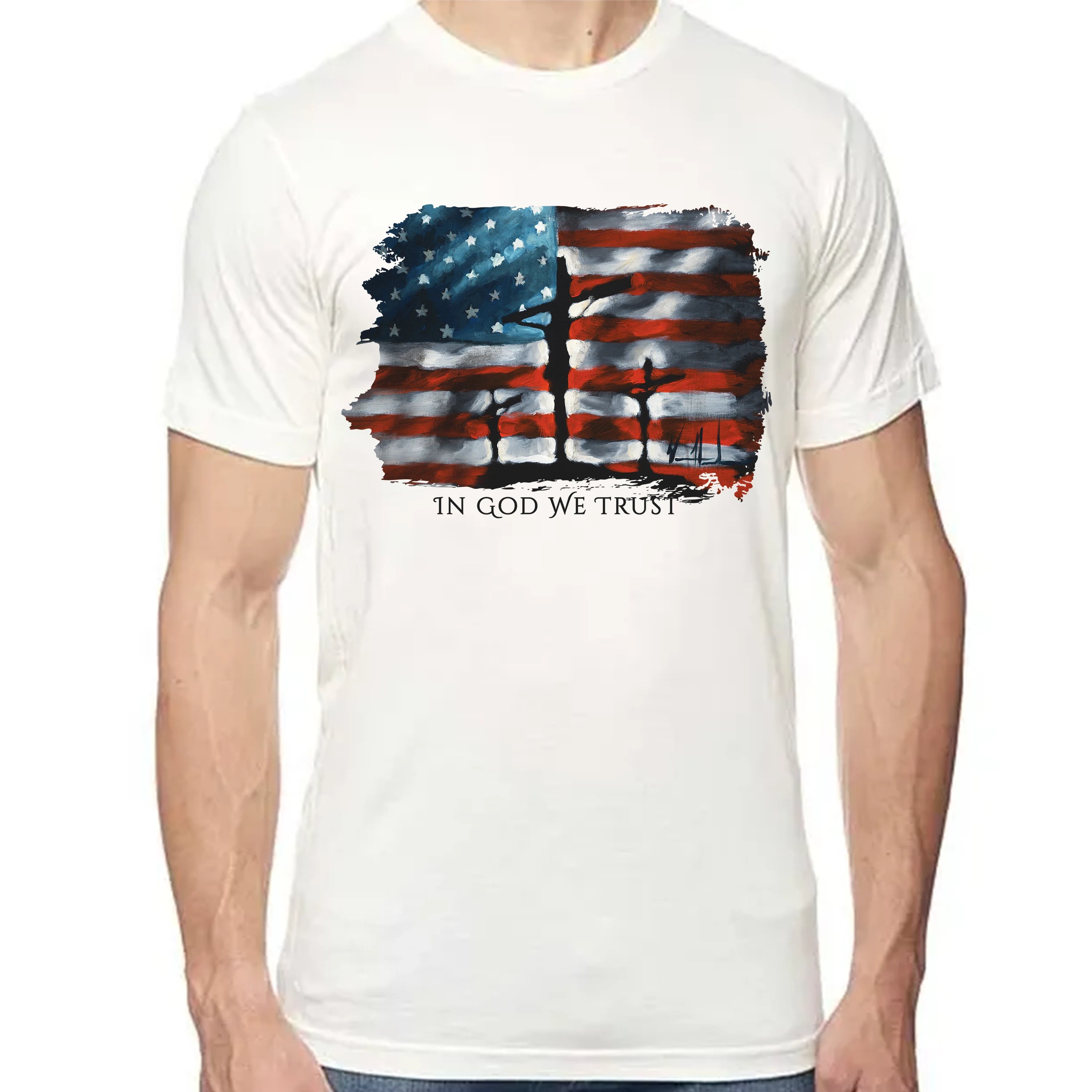 In God We Trust - 4th of July - Unisex T (Premium Organic Fabric) Vanessa Horabuena Bamboo Natural Small