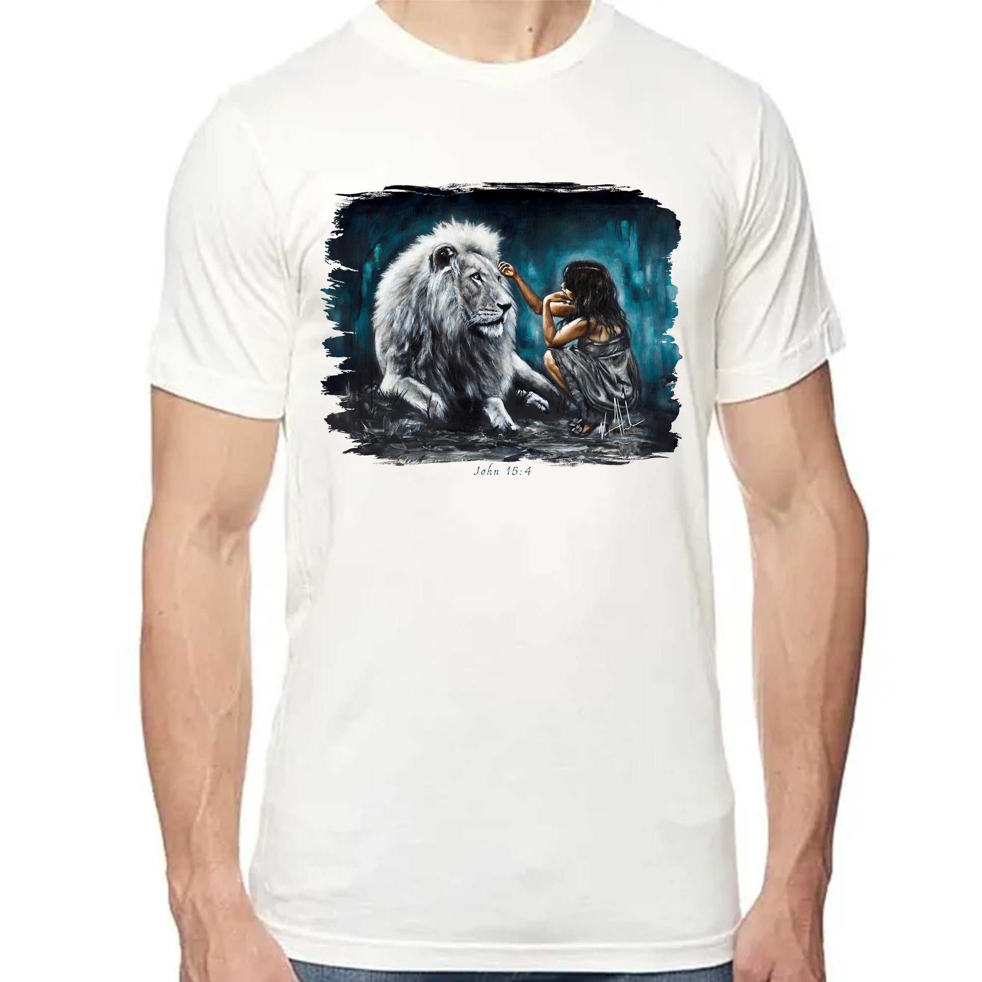 Intimacy With God (Blue Background) - Unisex T (Premium Organic Fabric) Vanessa Horabuena Bamboo Natural Small