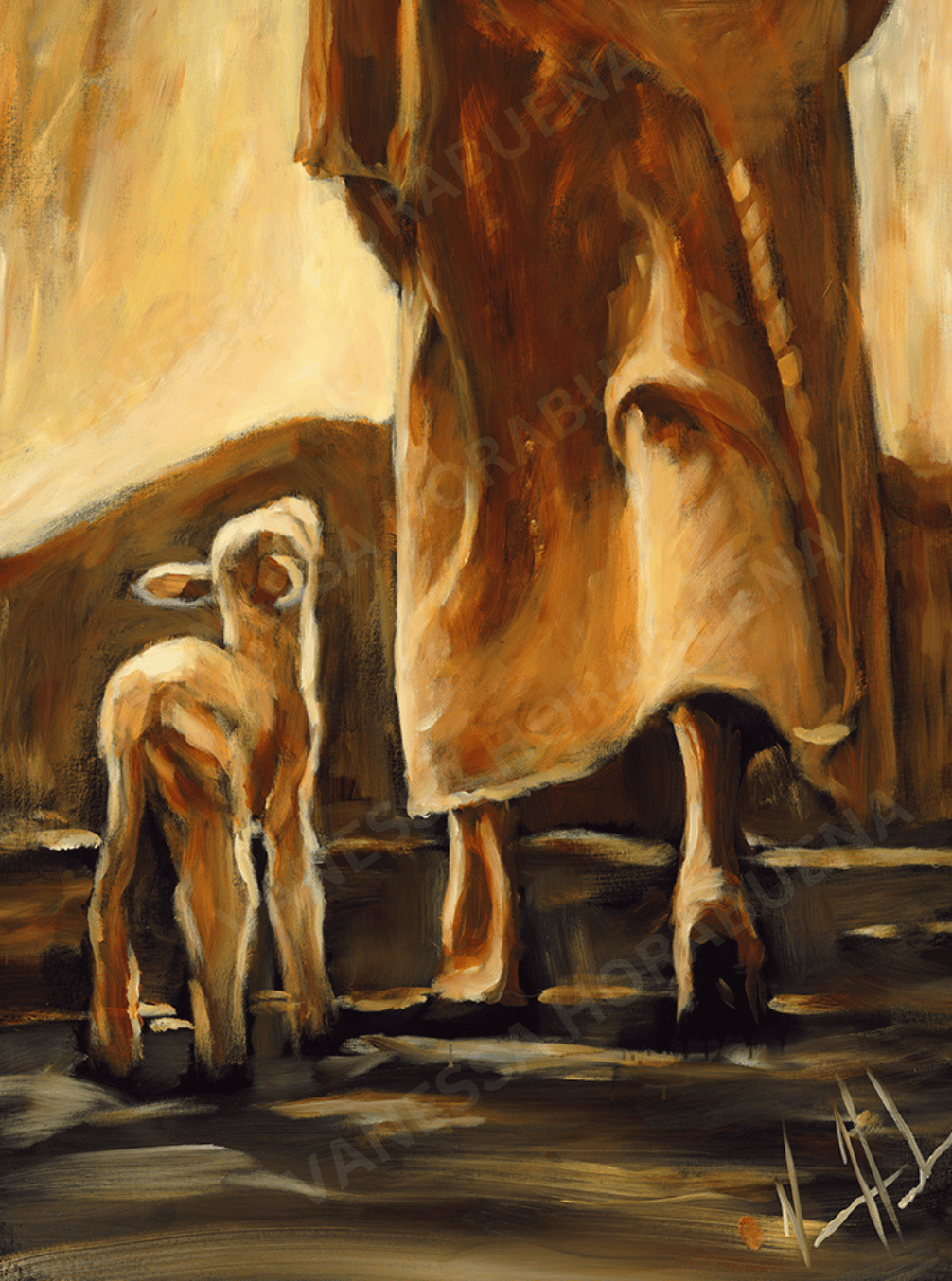 D#. 11 - My Sheep Listen to My Voice (Fall Collection) - 8"x10" Canvas Print Vanessa Horabuena