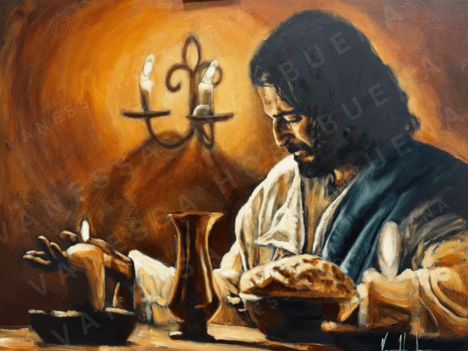 In Remembrance (Hand Embellished Canvas Print) Jesus Art Print Vanessa Horabuena