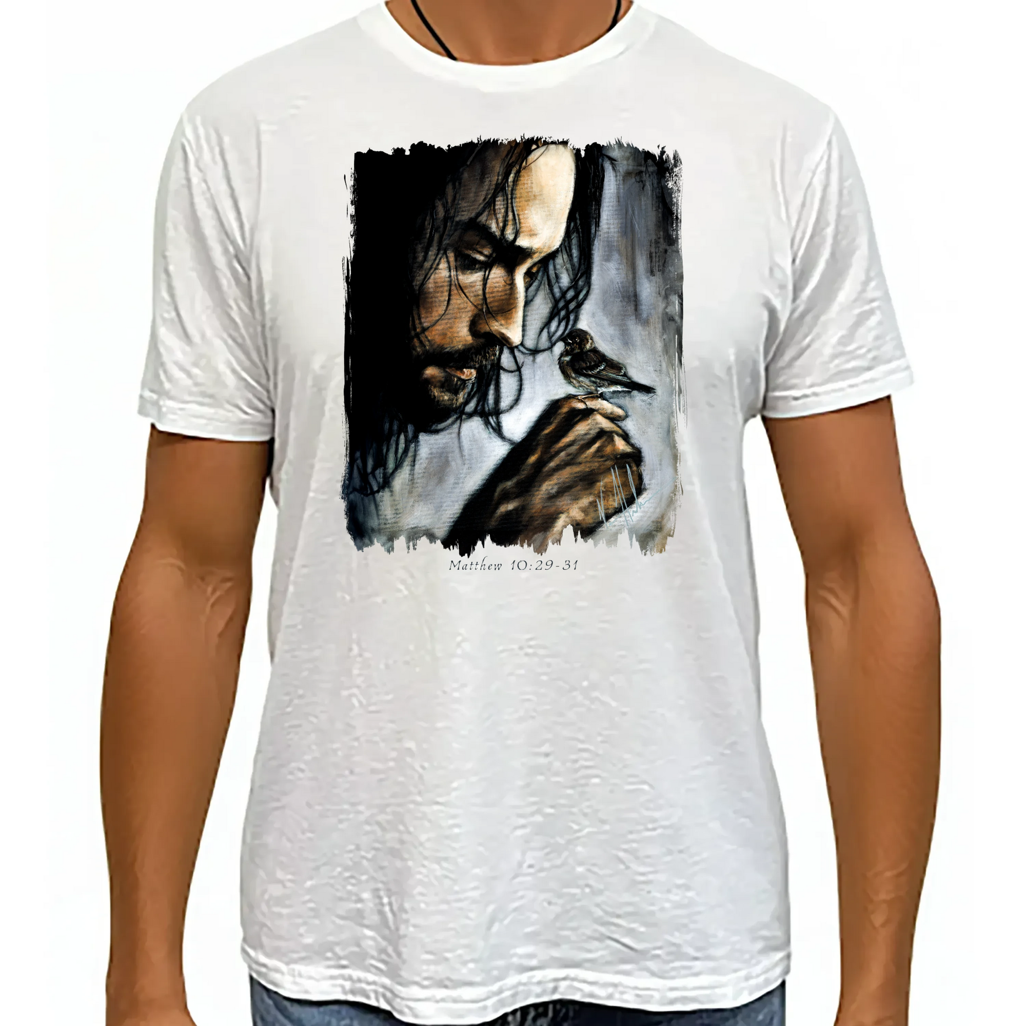 Watcher Of The Sparrow - Unisex T (Premium Organic Fabric) Vanessa Horabuena Bamboo White Small
