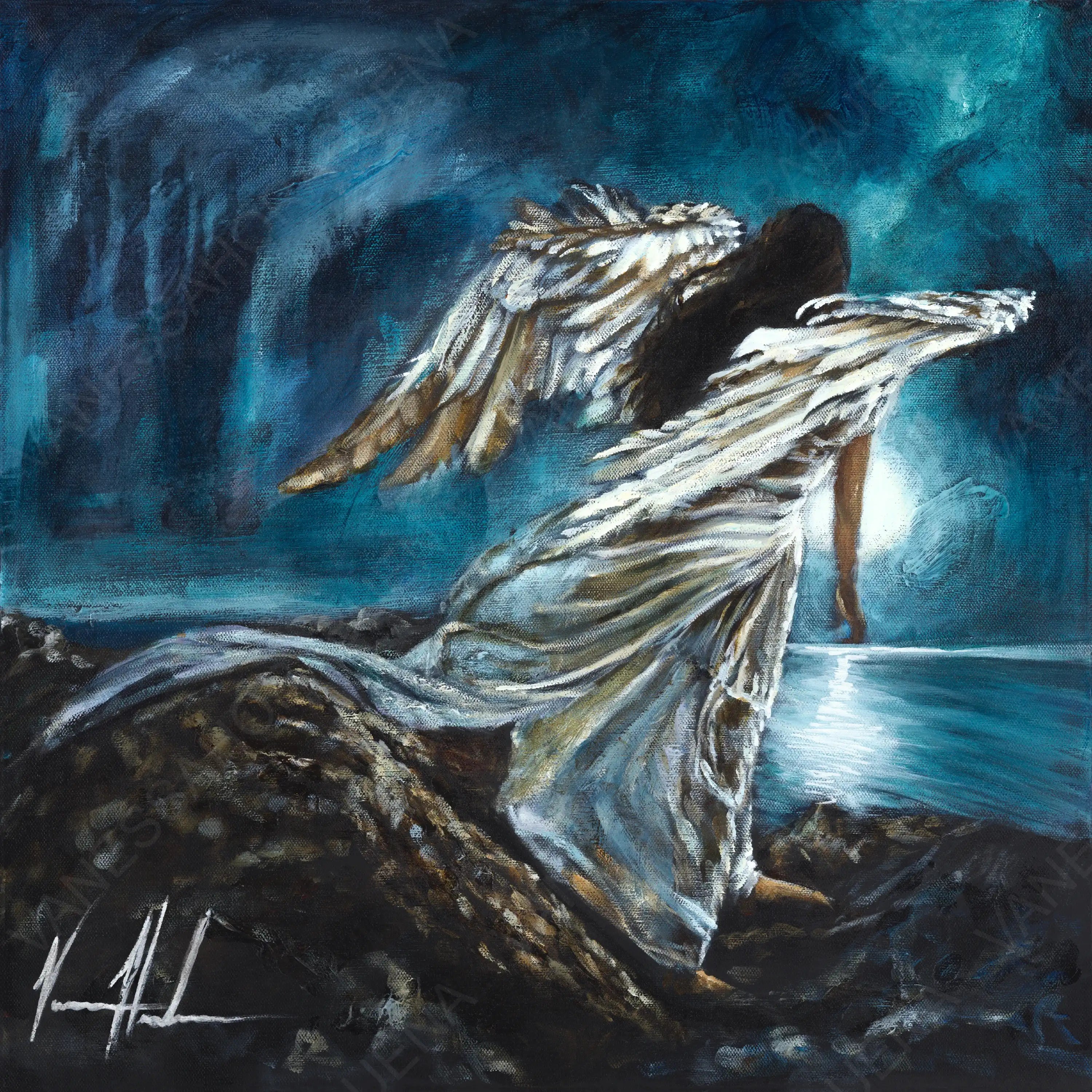 Watchers of Men (Hand Embellished Canvas Print) Women's Art Print Vanessa Horabuena