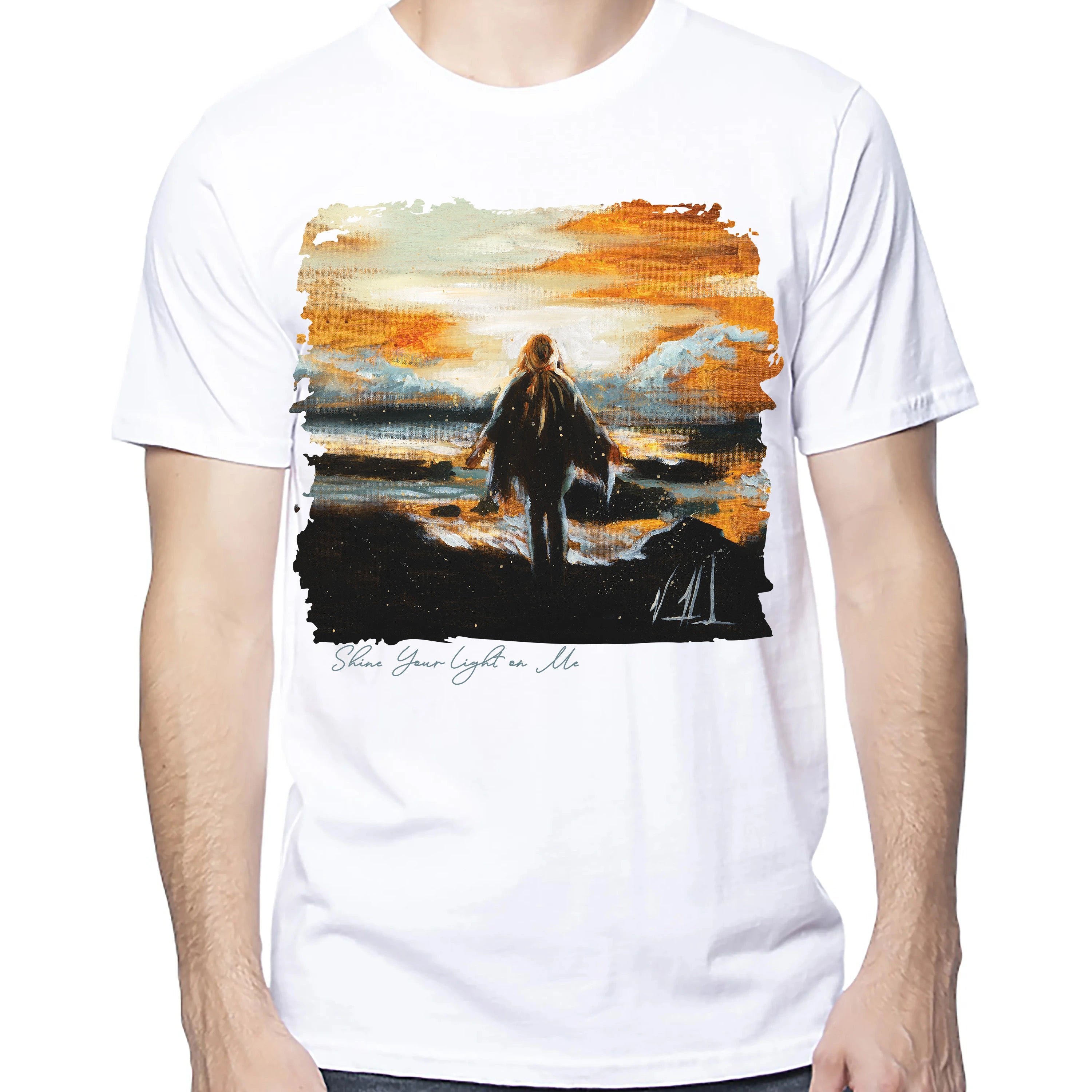 Shine Your Light On Me - Unisex T (Premium Organic Fabric) Vanessa Horabuena Bamboo White Small