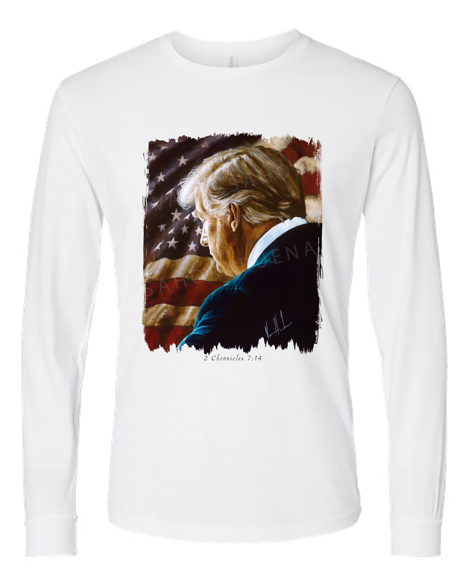 Prayers for Our Nation - Unisex T-Shirt Poly-Blend Vanessa Horabuena Long Sleeve White Small